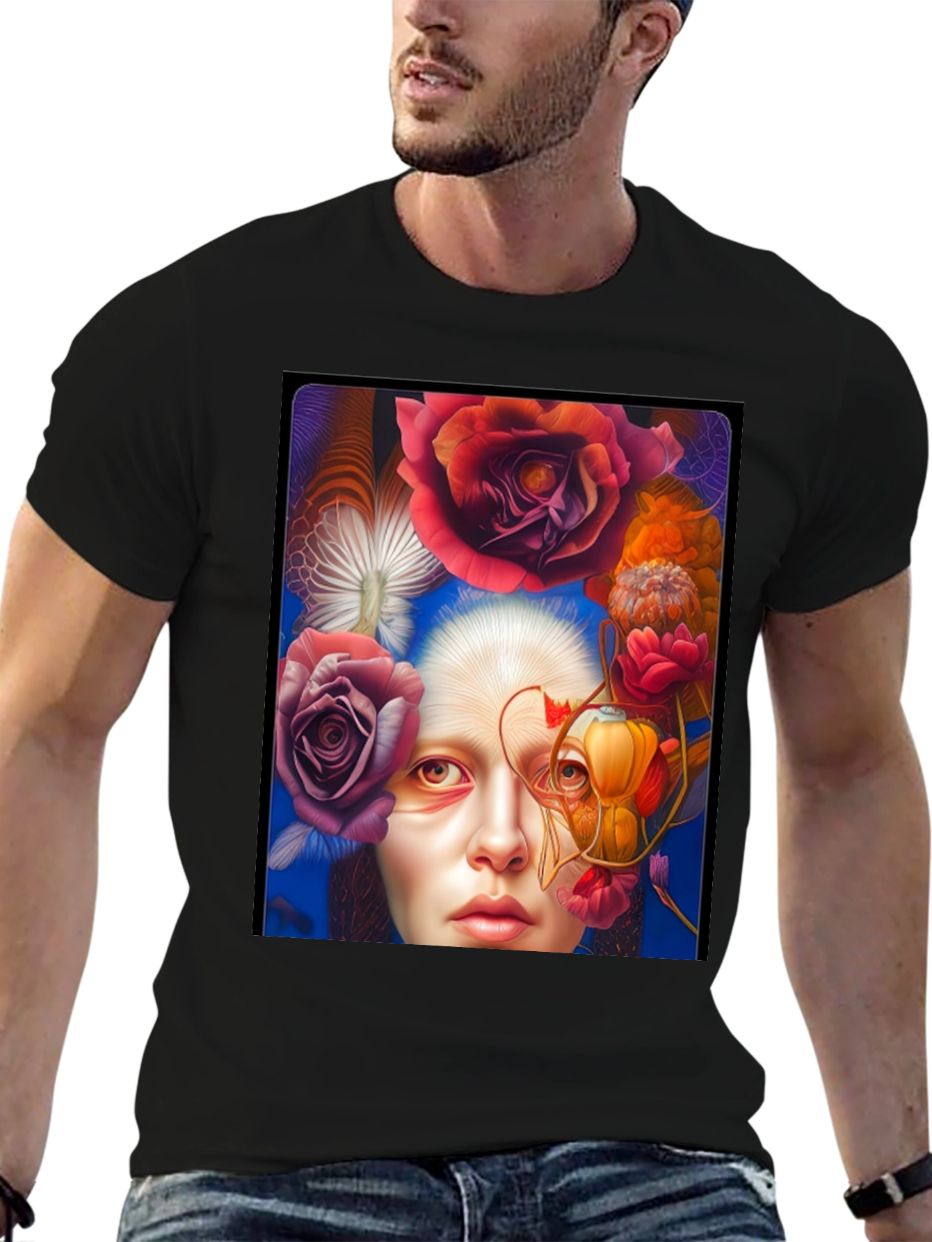 Floral Woman Graphic Tee - Unique Design