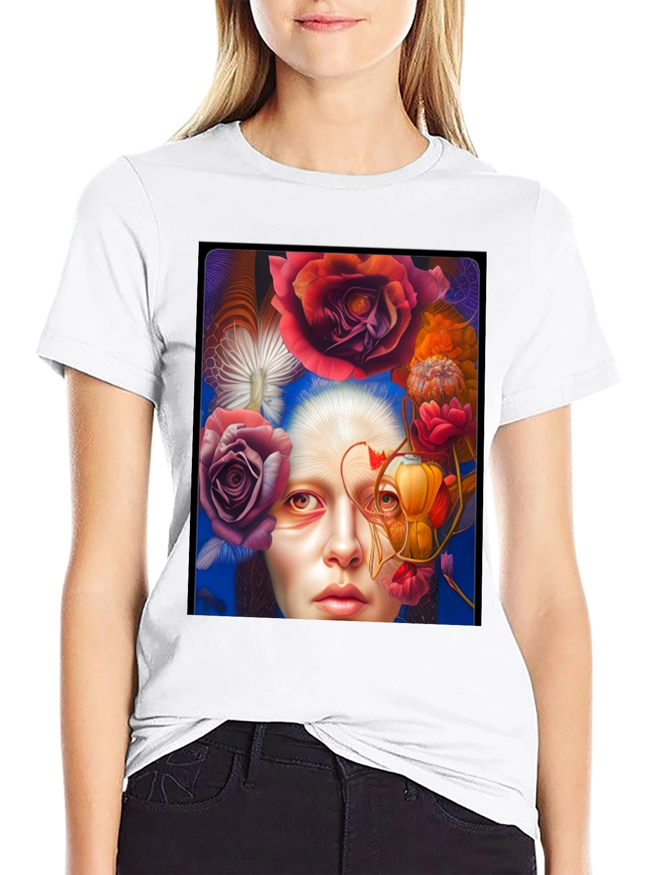 Floral Woman Graphic Tee - Unique Design