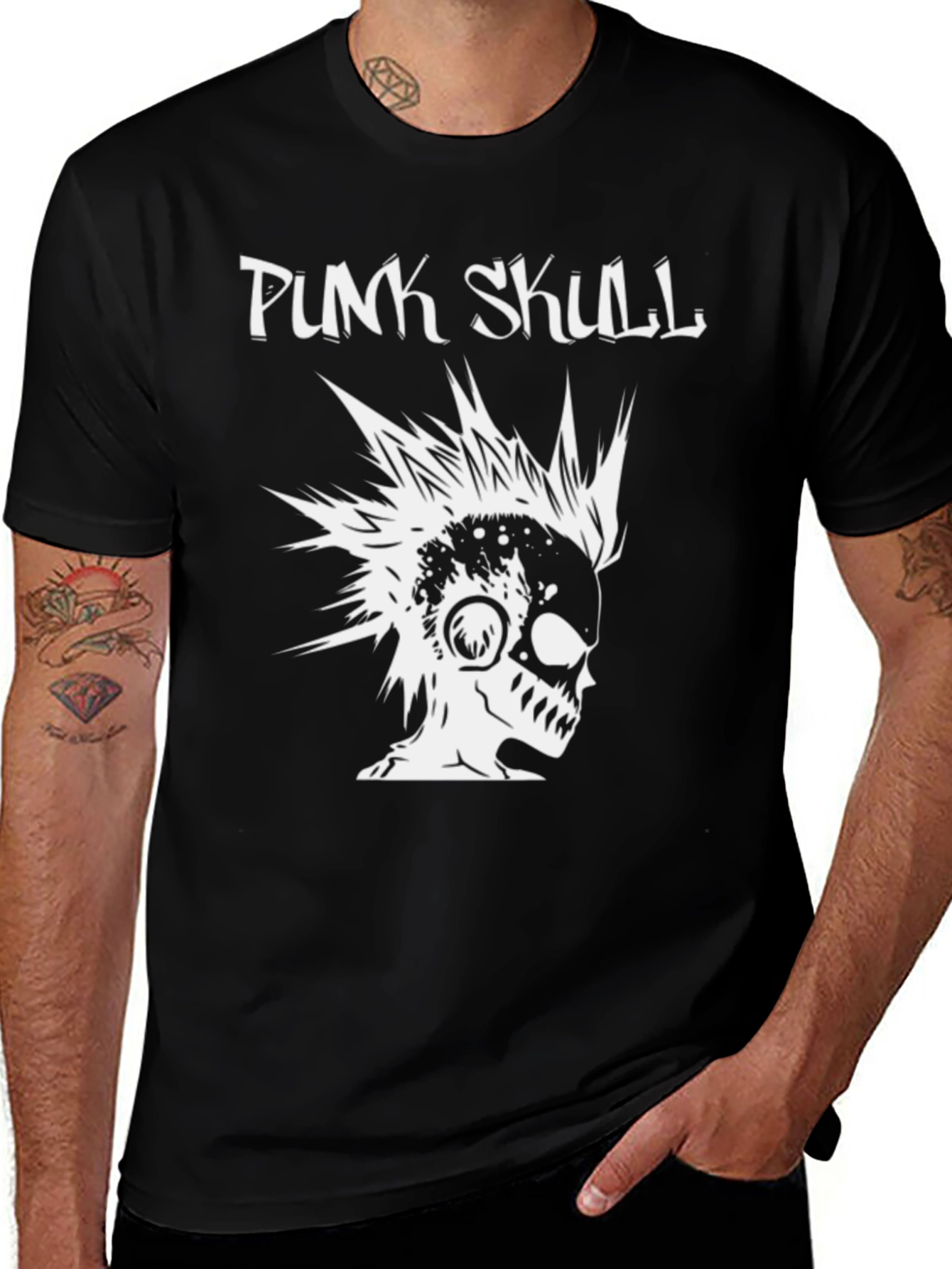 Punk Skull Graphic T-Shirt - Black Cotton Tee