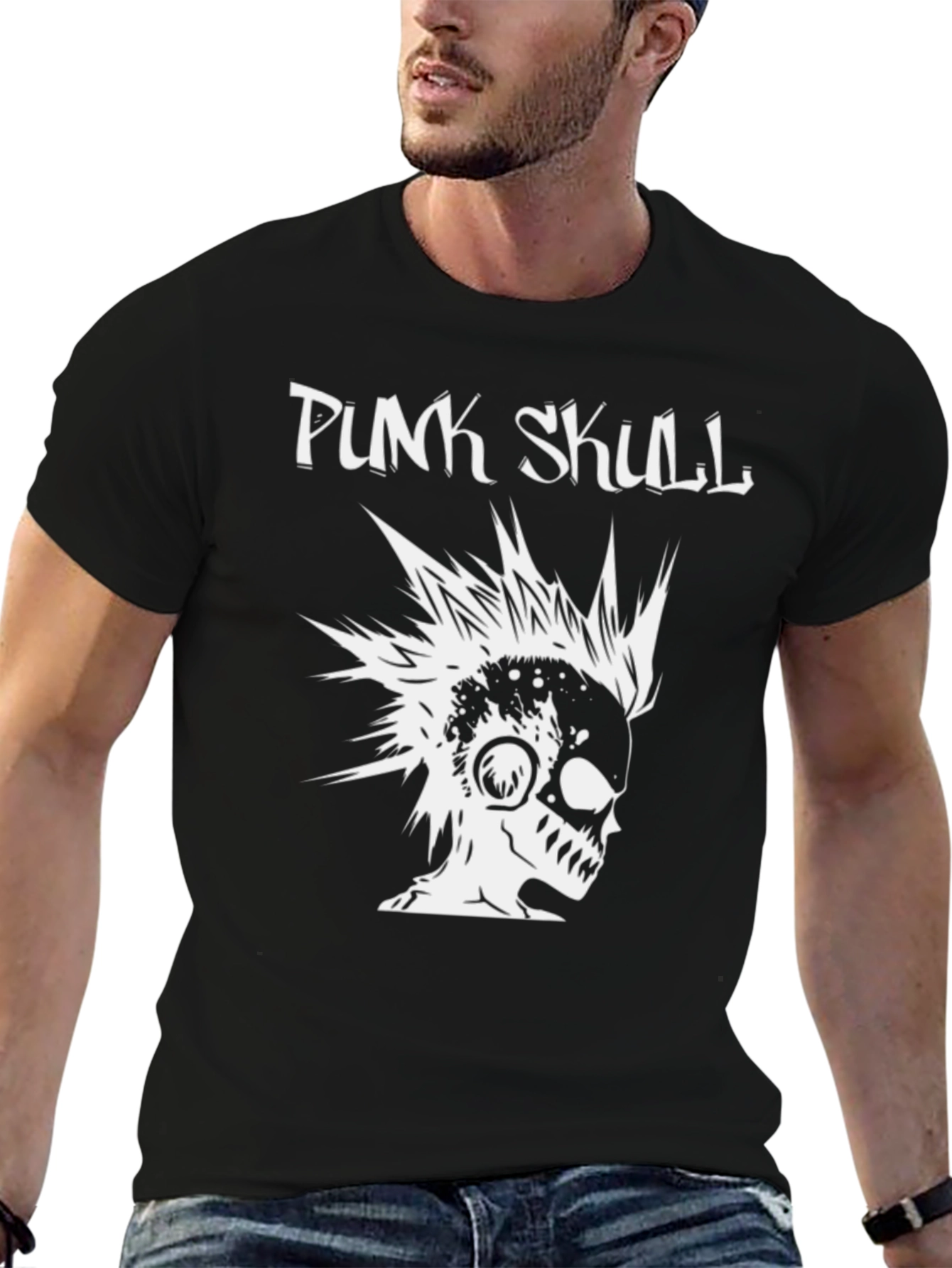 Punk Skull Graphic T-Shirt - Black Cotton Tee