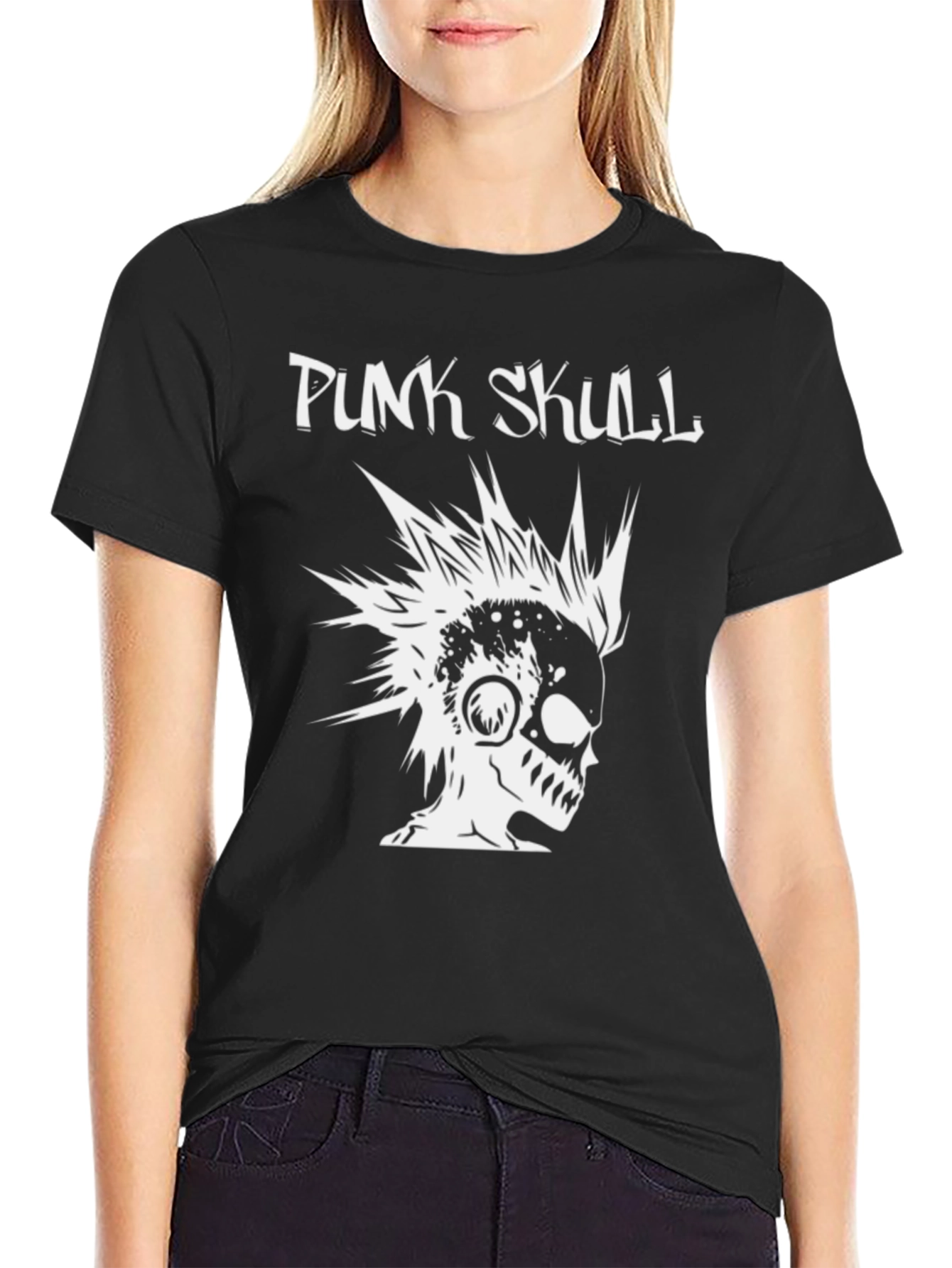 Punk Skull Graphic T-Shirt - Black Cotton Tee