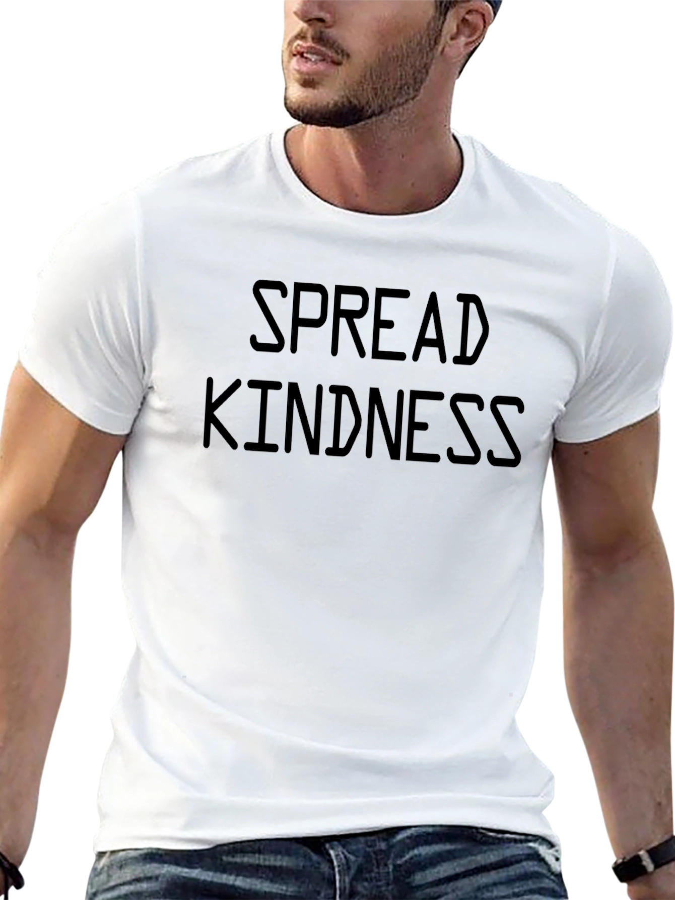 Spread Kindness Graphic Tee - Black Cotton T-Shirt