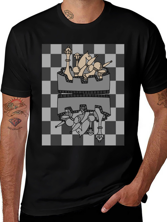 Chess Piece Reflection Graphic Tee - Black