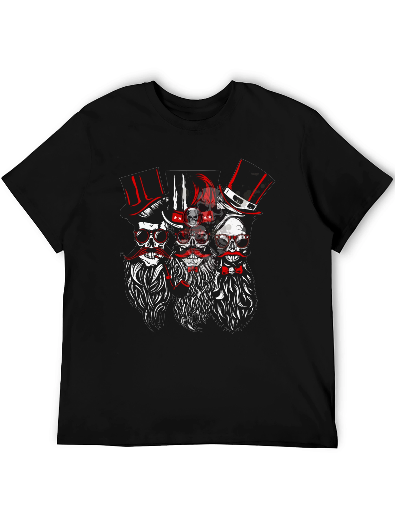 Skull & Mustache Graphic T-Shirt - Mens Black Tee