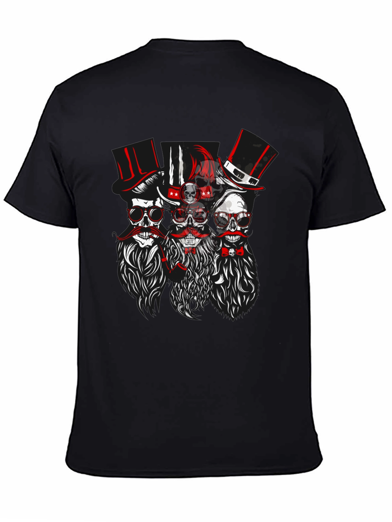 Skull & Mustache Graphic T-Shirt - Mens Black Tee