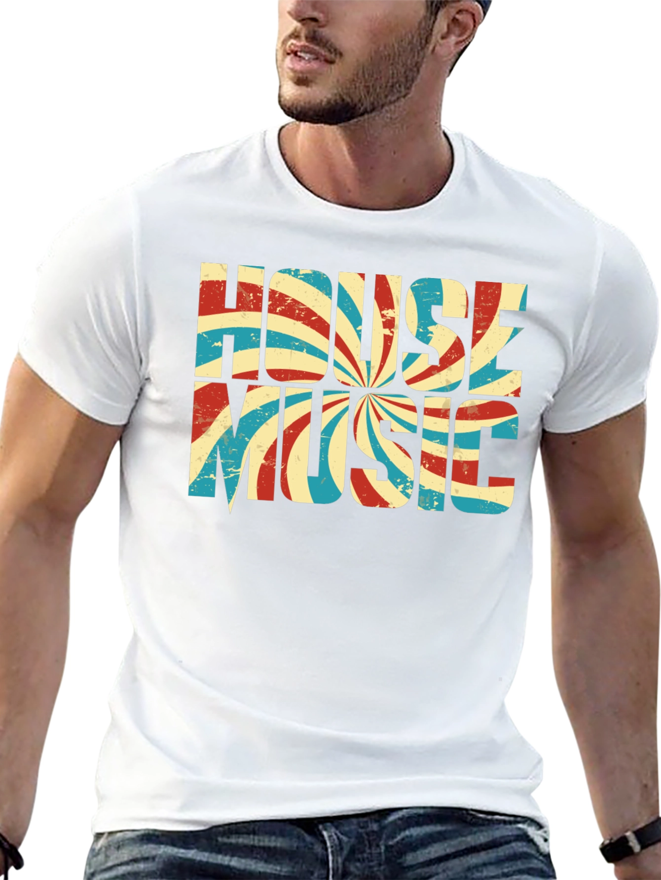 Retro House Music Graphic Tee - Black
