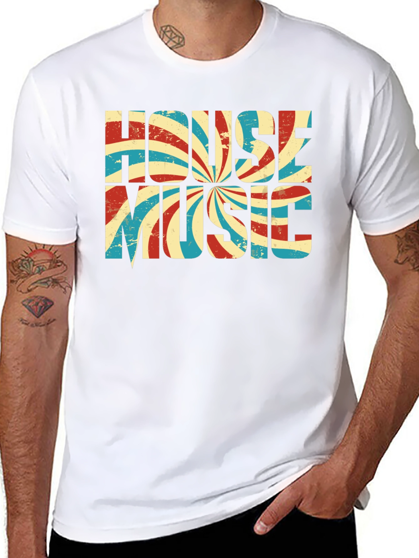 Retro House Music Graphic Tee - Black