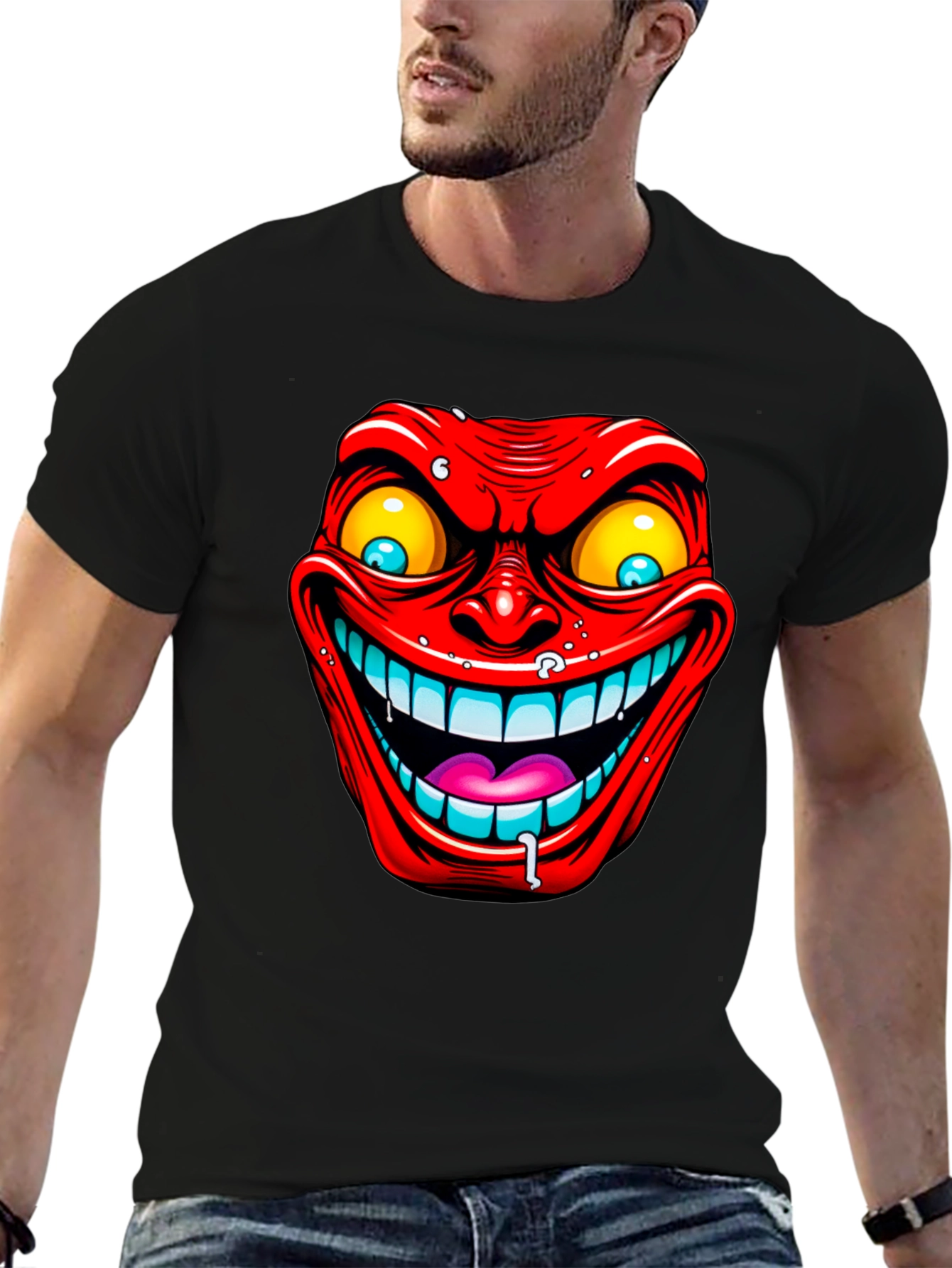 Evil Grin Graphic Tee - Mens Black T-Shirt