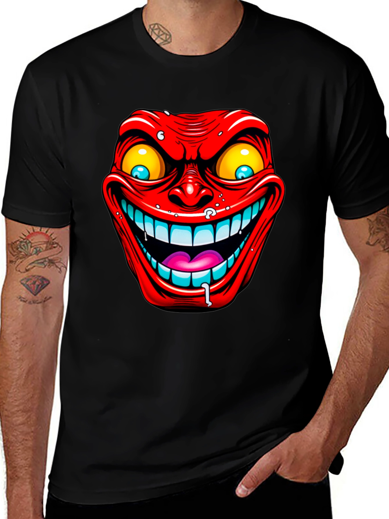 Evil Grin Graphic Tee - Mens Black T-Shirt