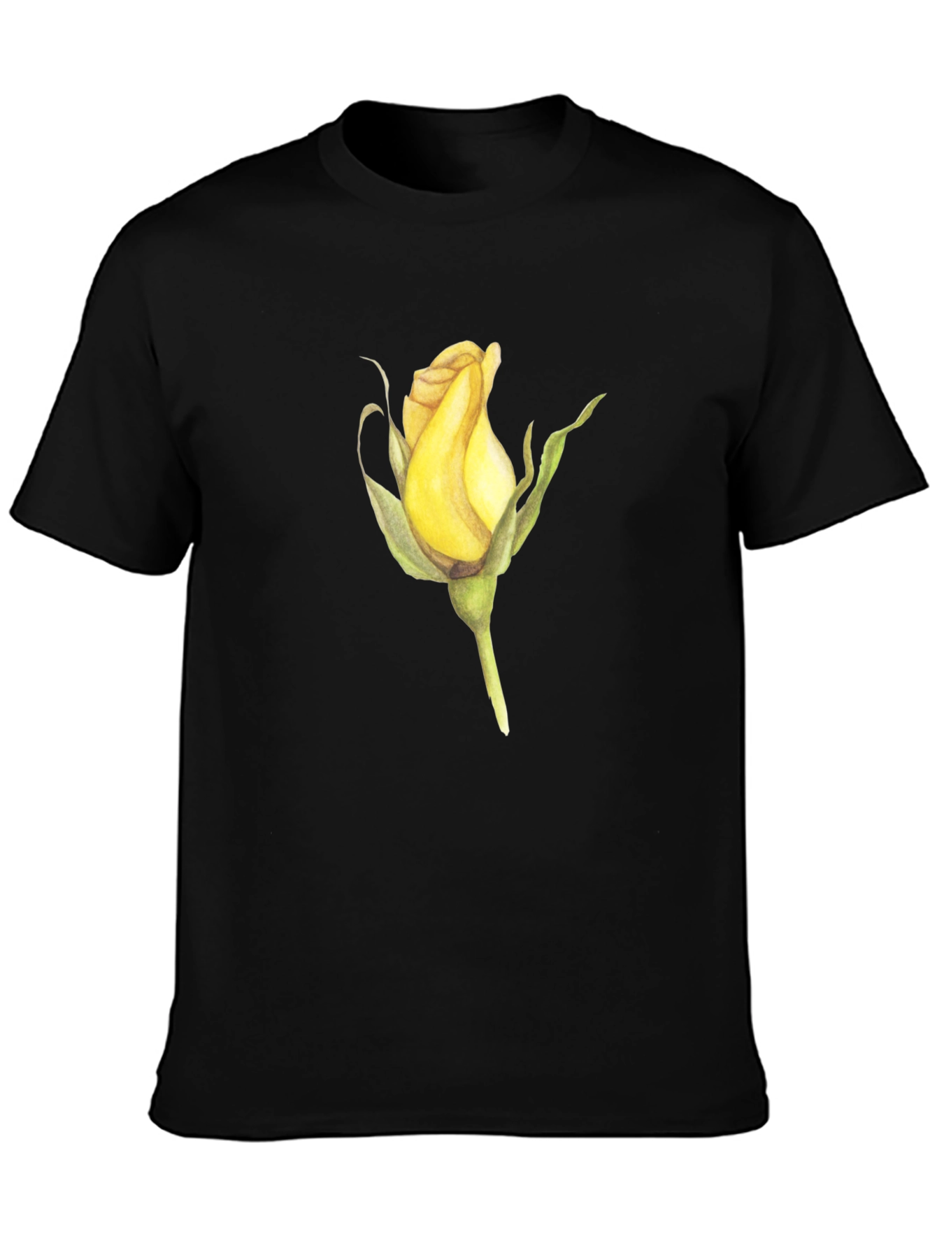 Rose Bud Graphic Black T-Shirt