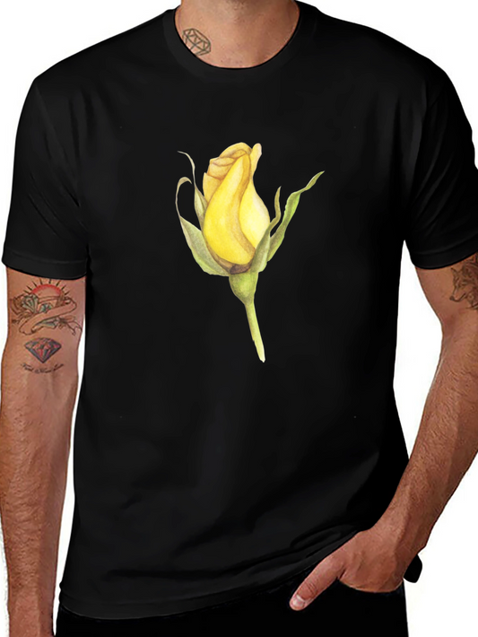Rose Bud Graphic Black T-Shirt