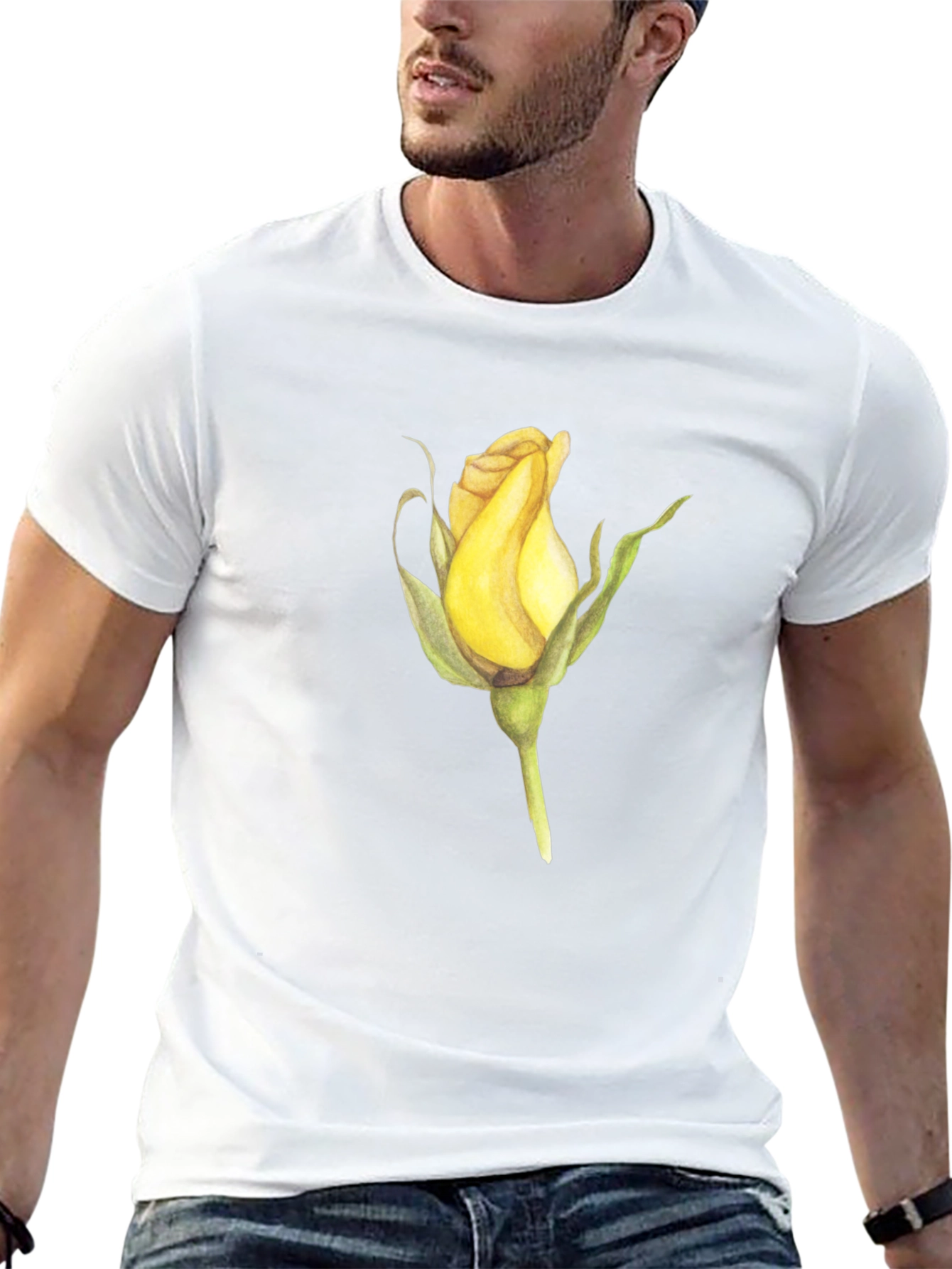Rose Bud Graphic Black T-Shirt