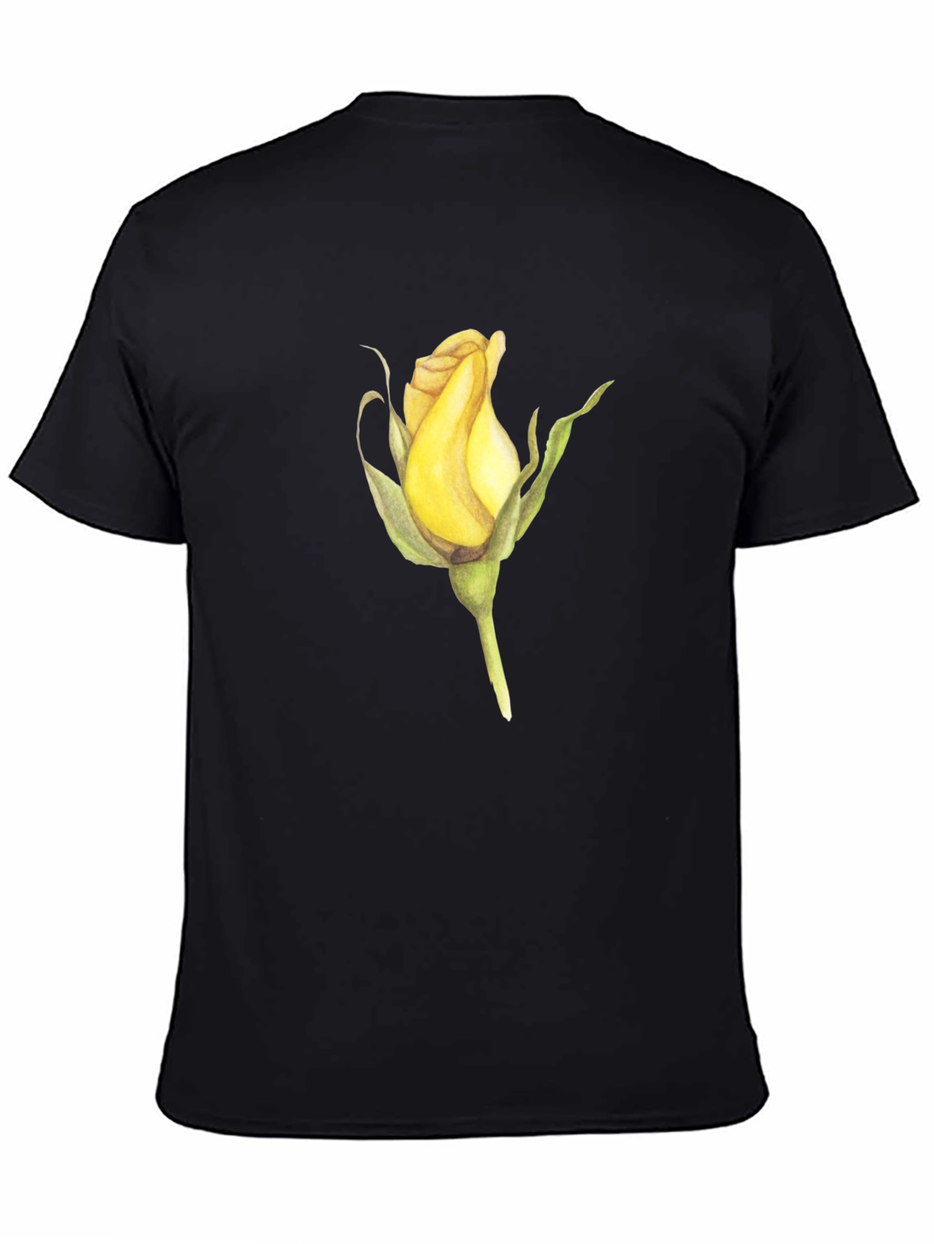 Rose Bud Graphic Black T-Shirt