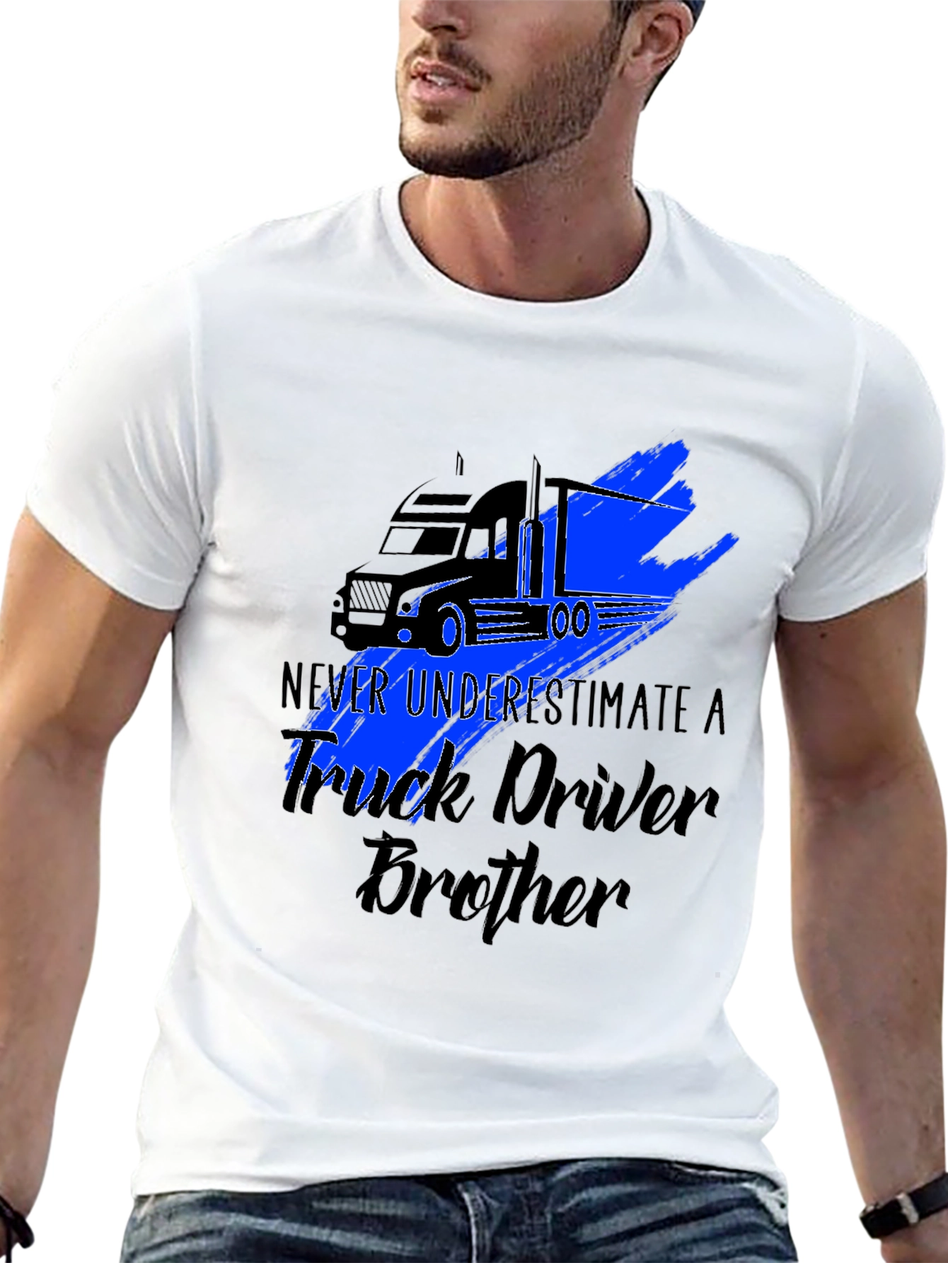 Truck Driver Brother Graphic Tee - Black T-Shirt