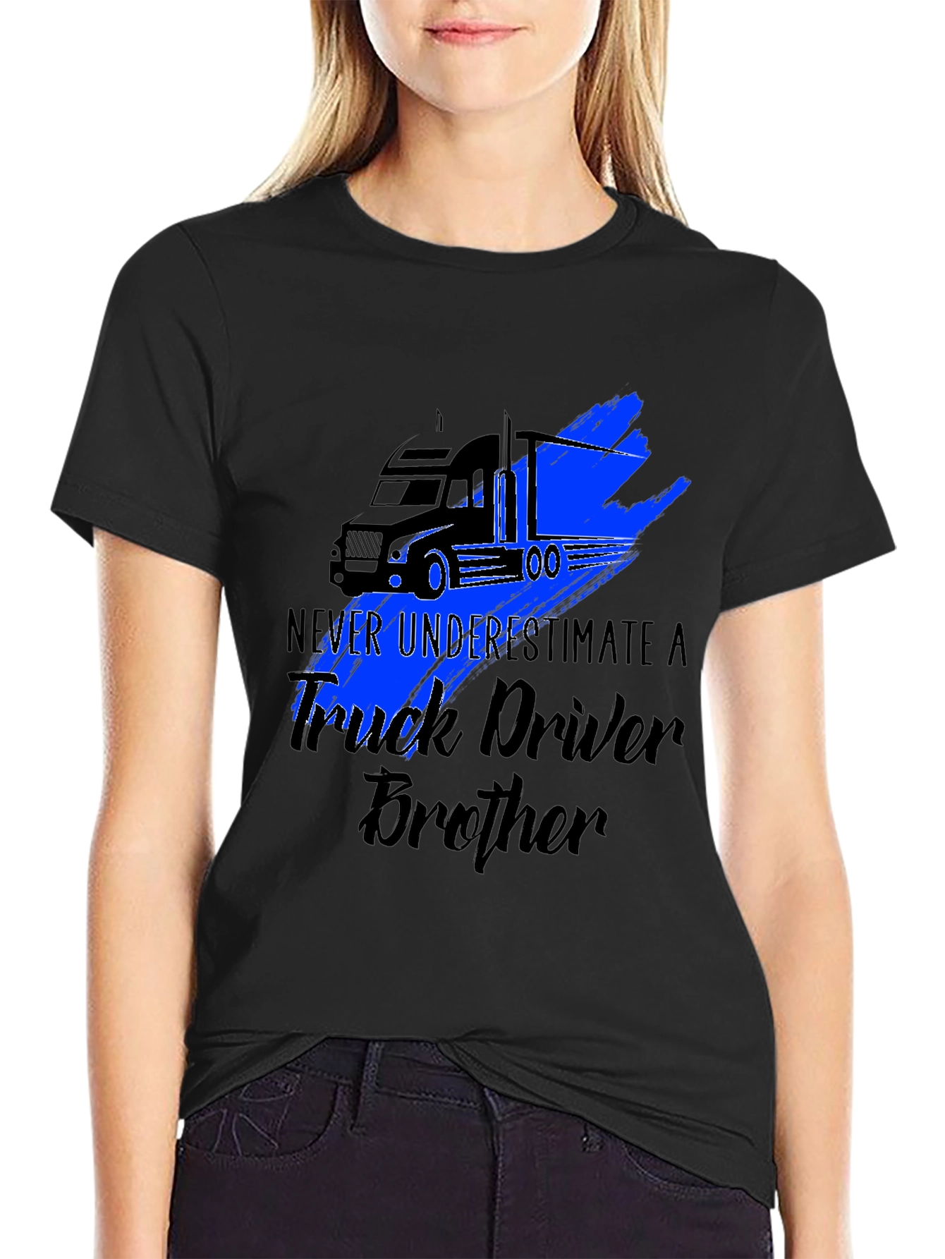 Truck Driver Brother Graphic Tee - Black T-Shirt