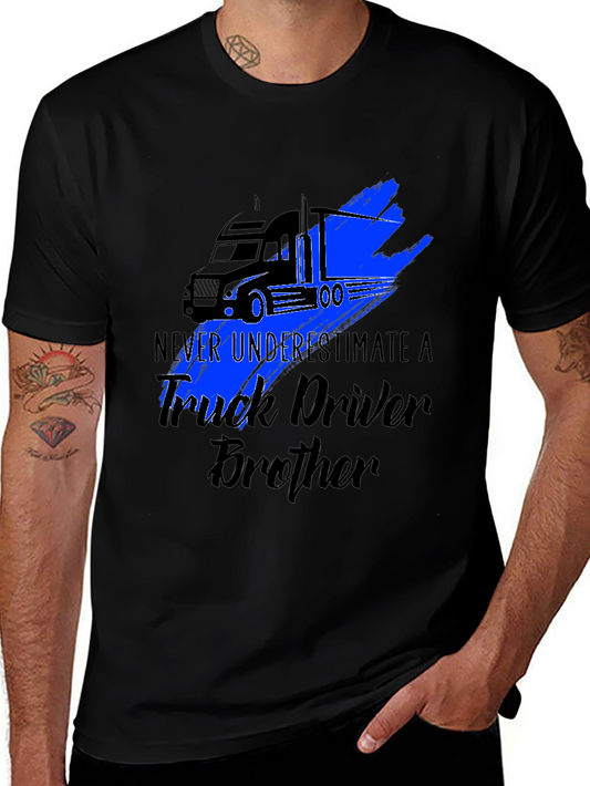 Truck Driver Brother Graphic Tee - Black T-Shirt