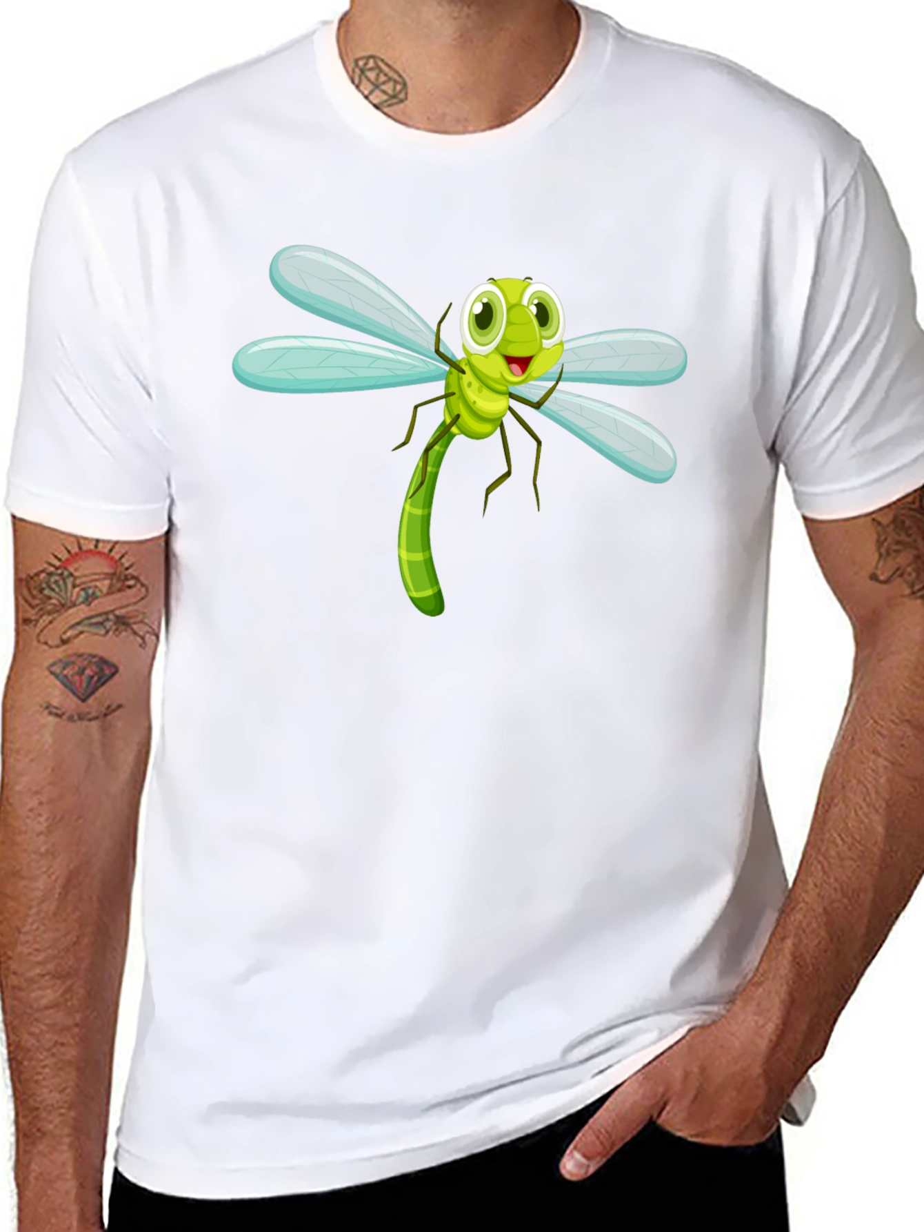 Dragonfly Cartoon Graphic Tee - Fun Insect Shirt