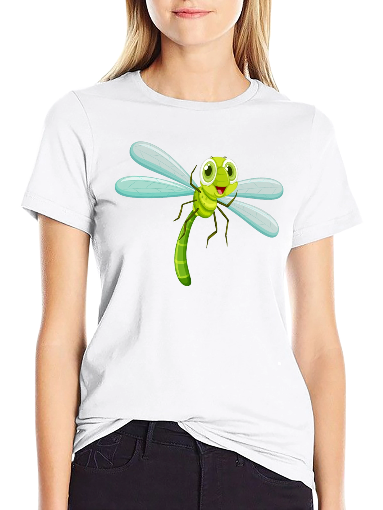 Dragonfly Cartoon Graphic Tee - Fun Insect Shirt