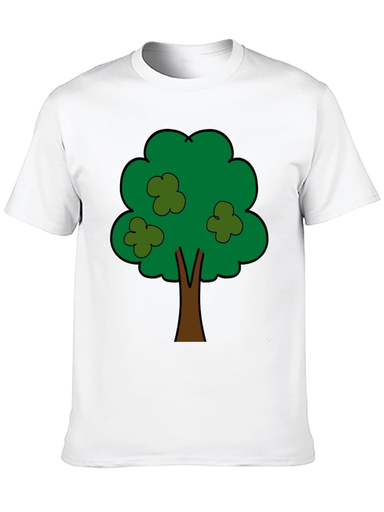 Cartoon Tree Graphic Tee - Unisex Black T-Shirt