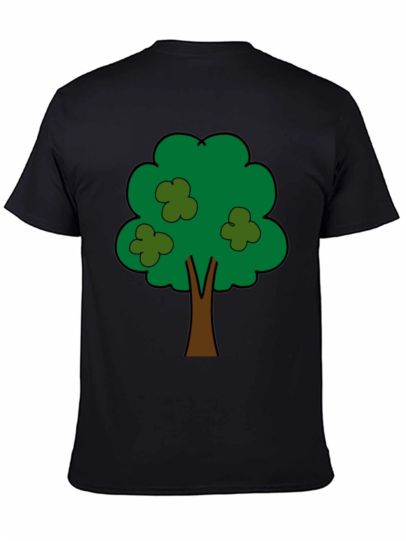 Cartoon Tree Graphic Tee - Unisex Black T-Shirt