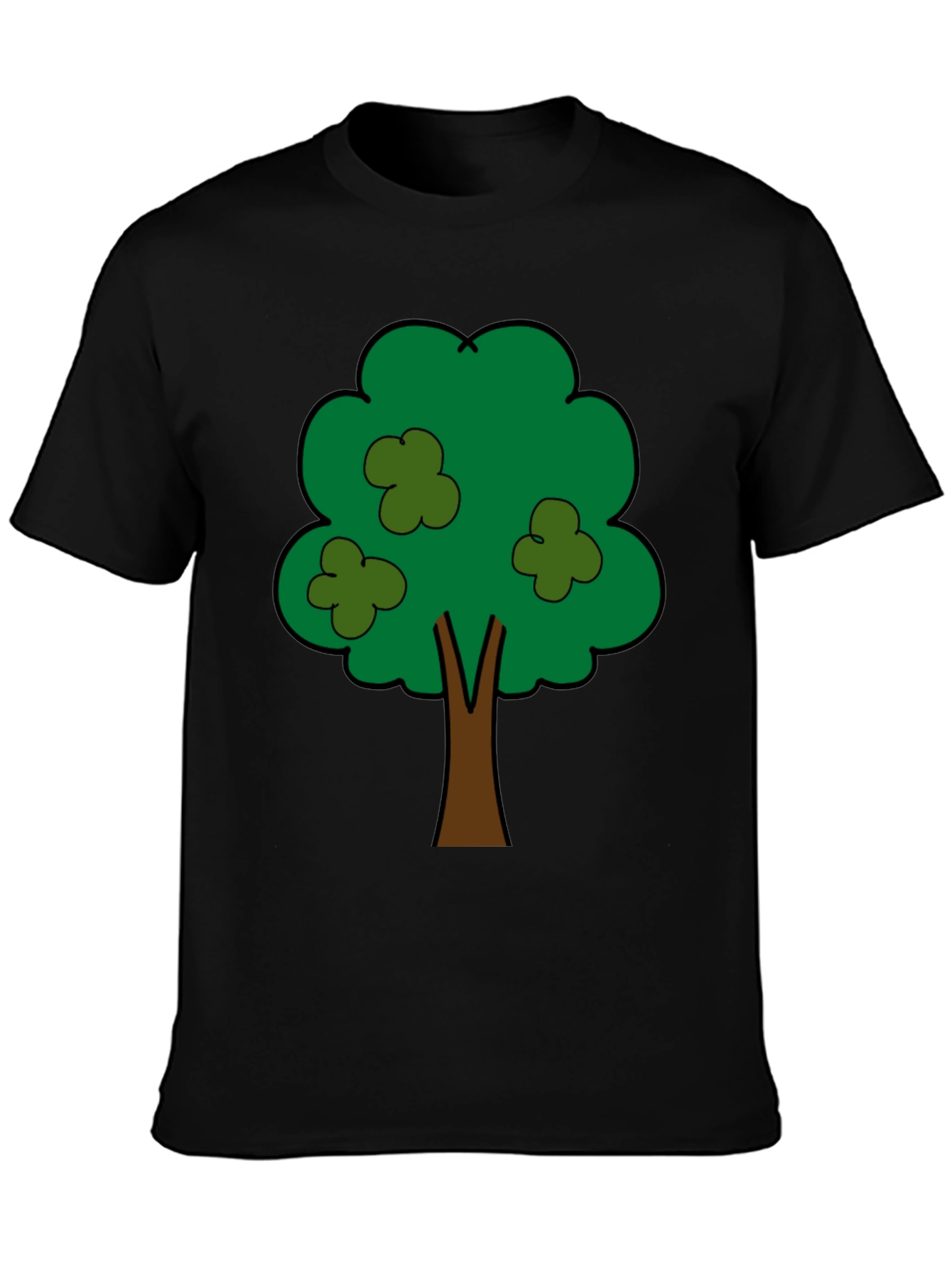 Cartoon Tree Graphic Tee - Unisex Black T-Shirt
