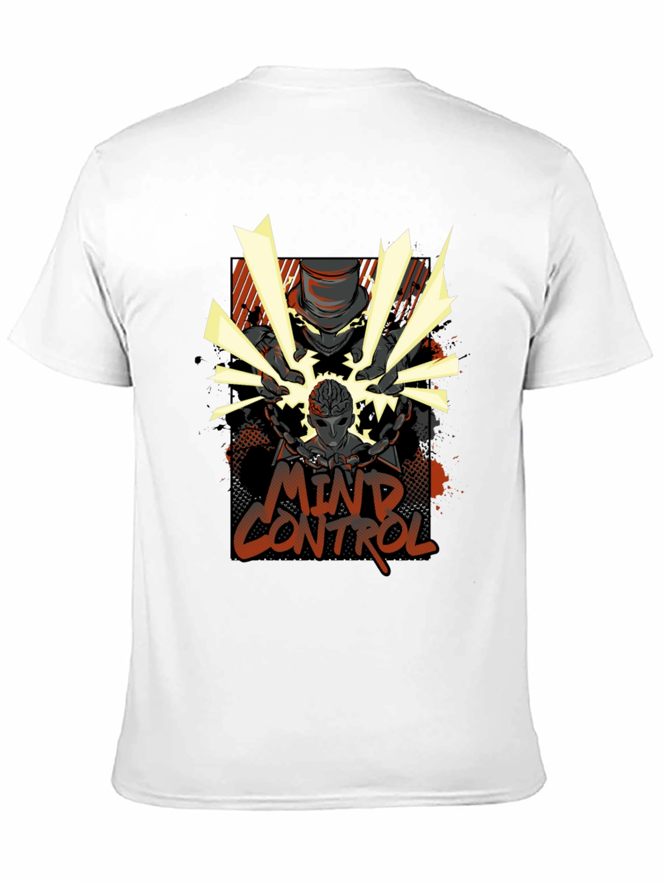 Mind Control Graphic Print Black T-Shirt