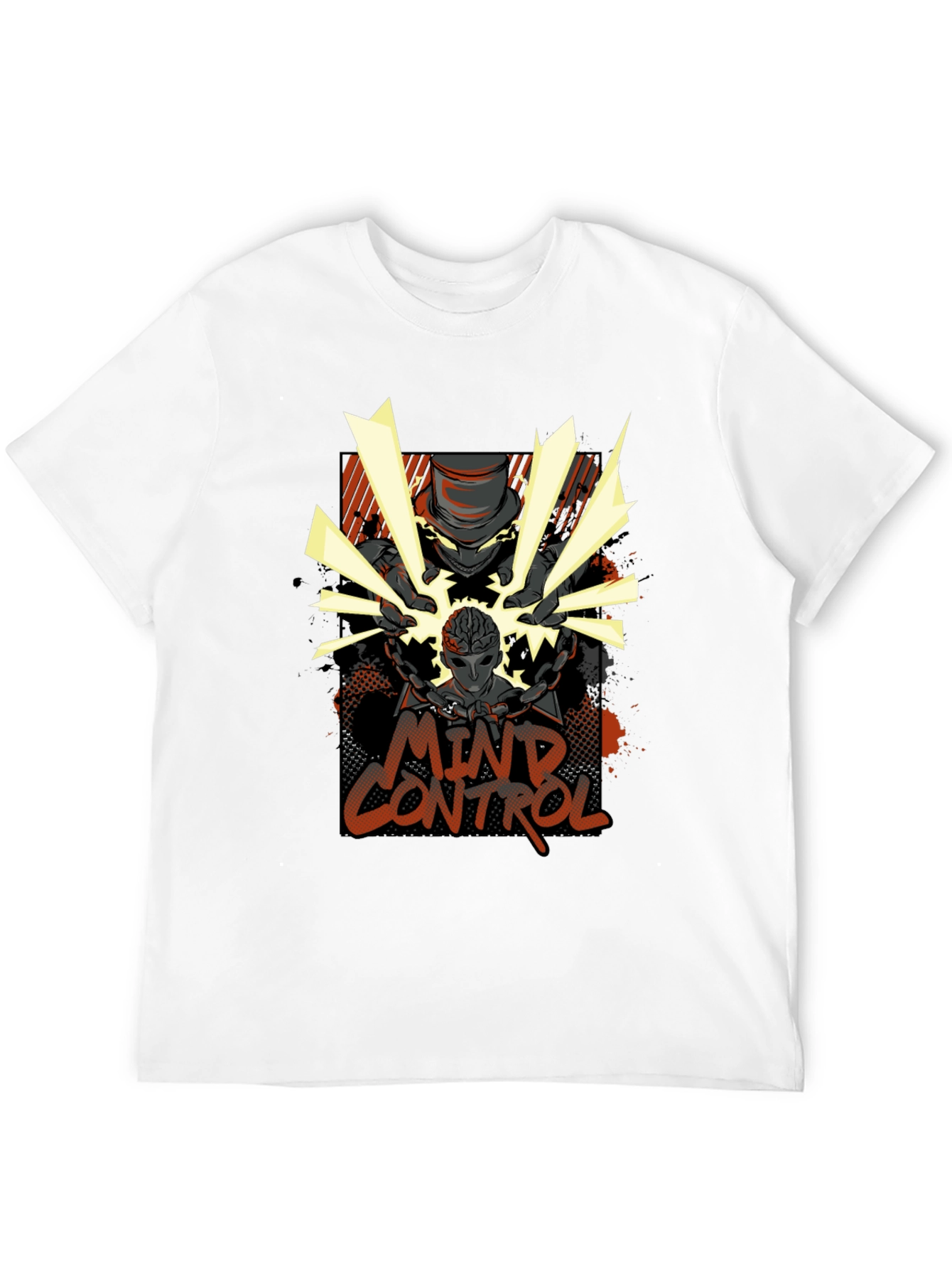 Mind Control Graphic Print Black T-Shirt