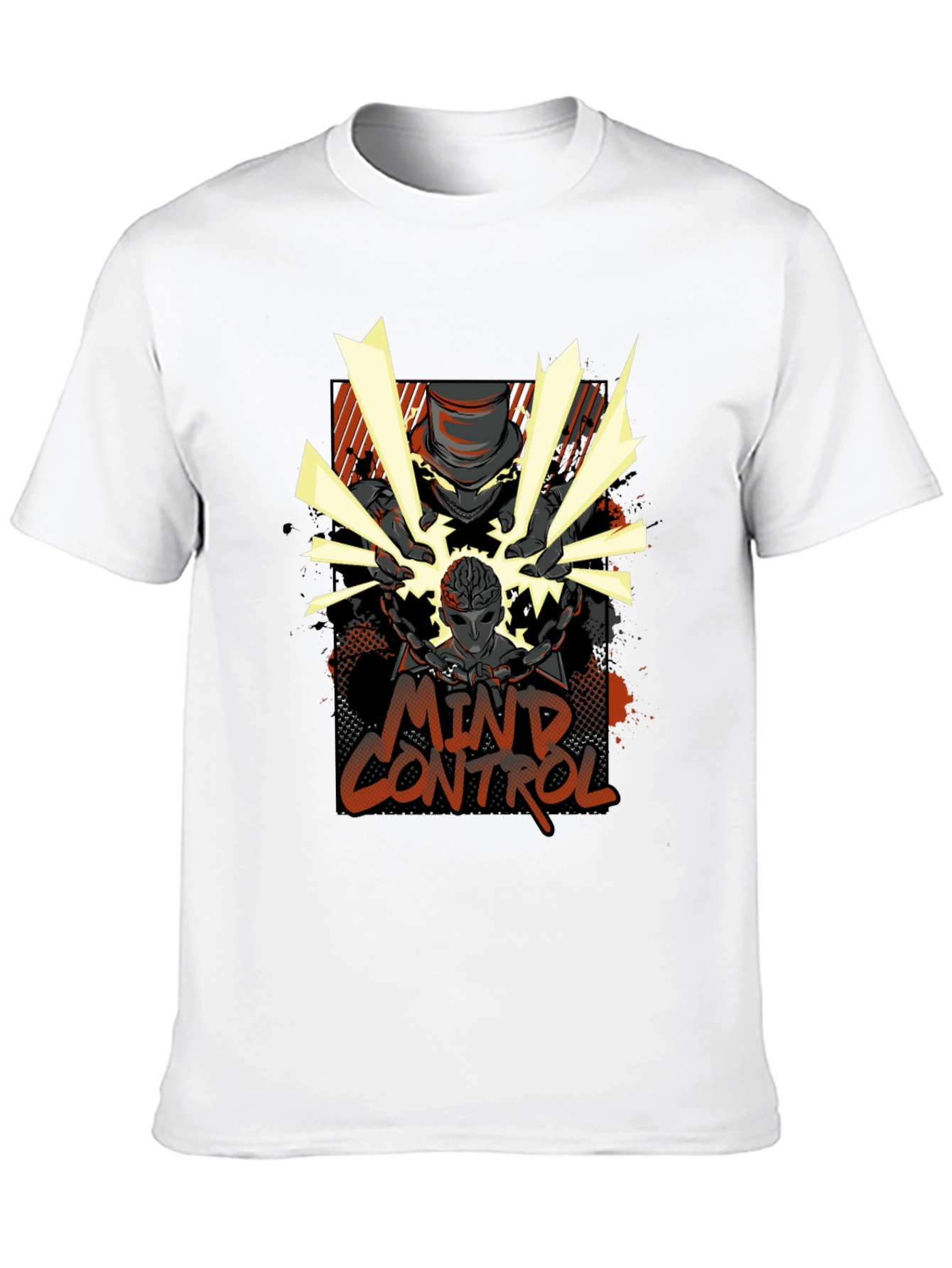 Mind Control Graphic Print Black T-Shirt