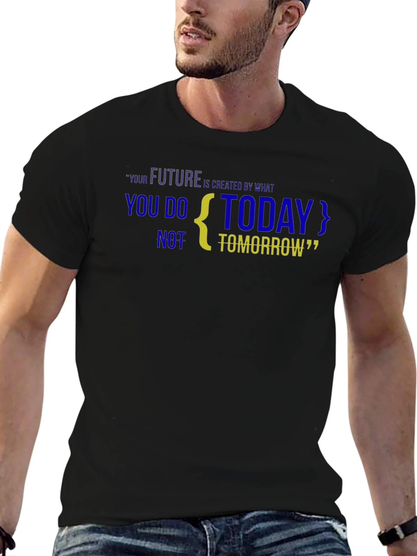 Motivational Black T-Shirt: Future is Created Today