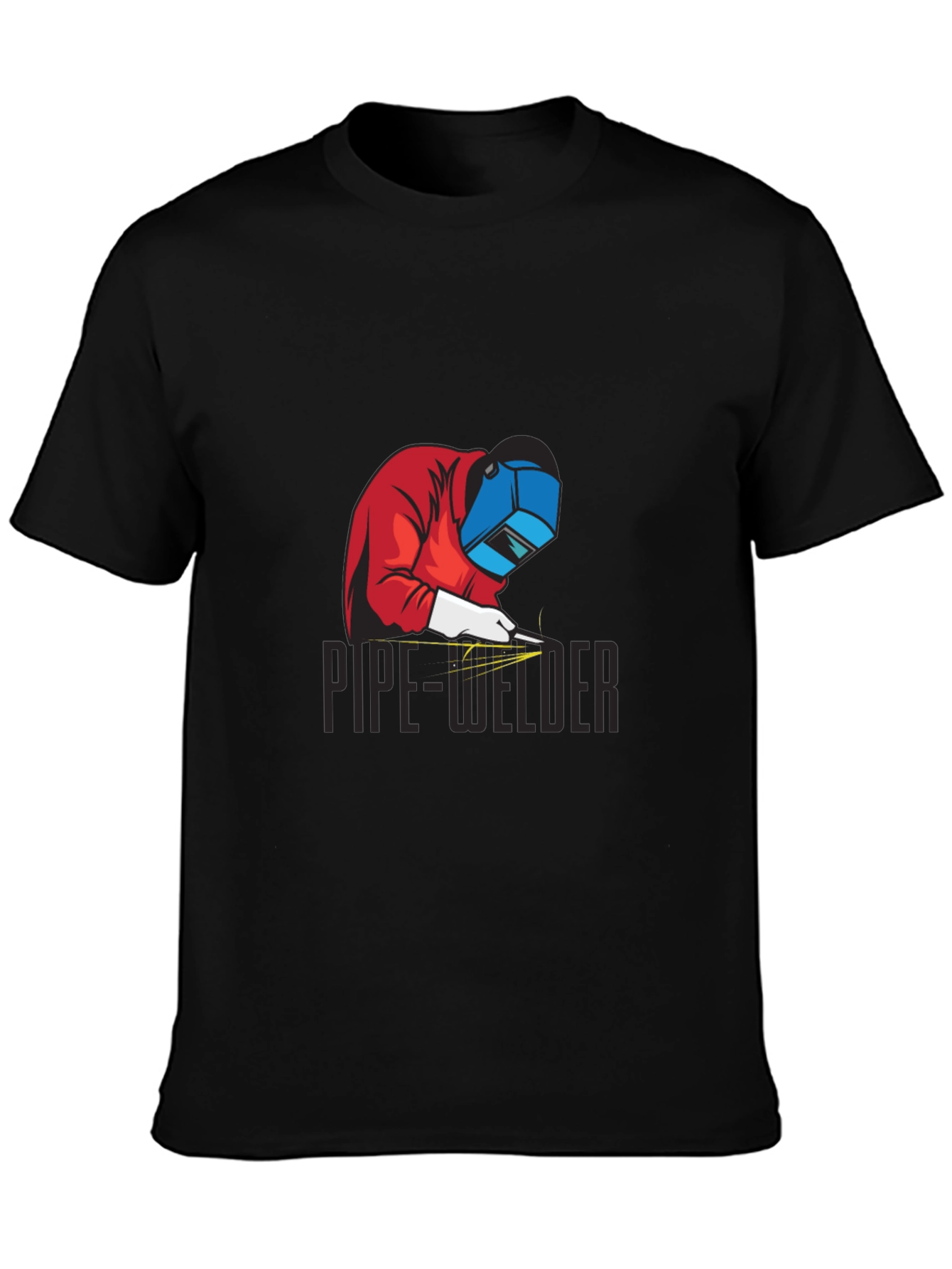 Pipe Welder Graphic Tee - Black Cotton T-Shirt