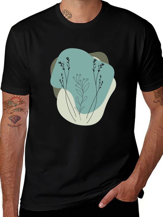 Minimalist Floral Graphic Black Tee