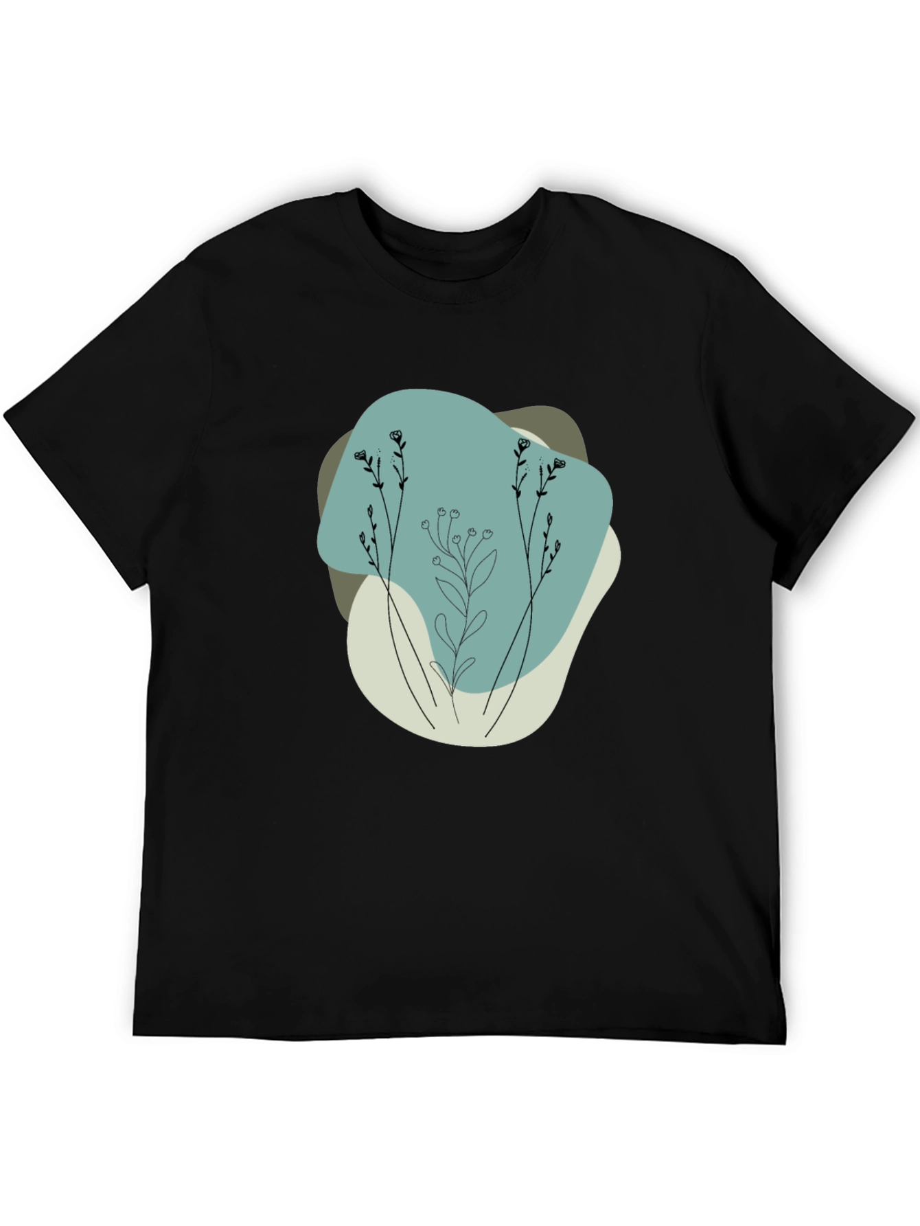 Minimalist Floral Graphic Black Tee