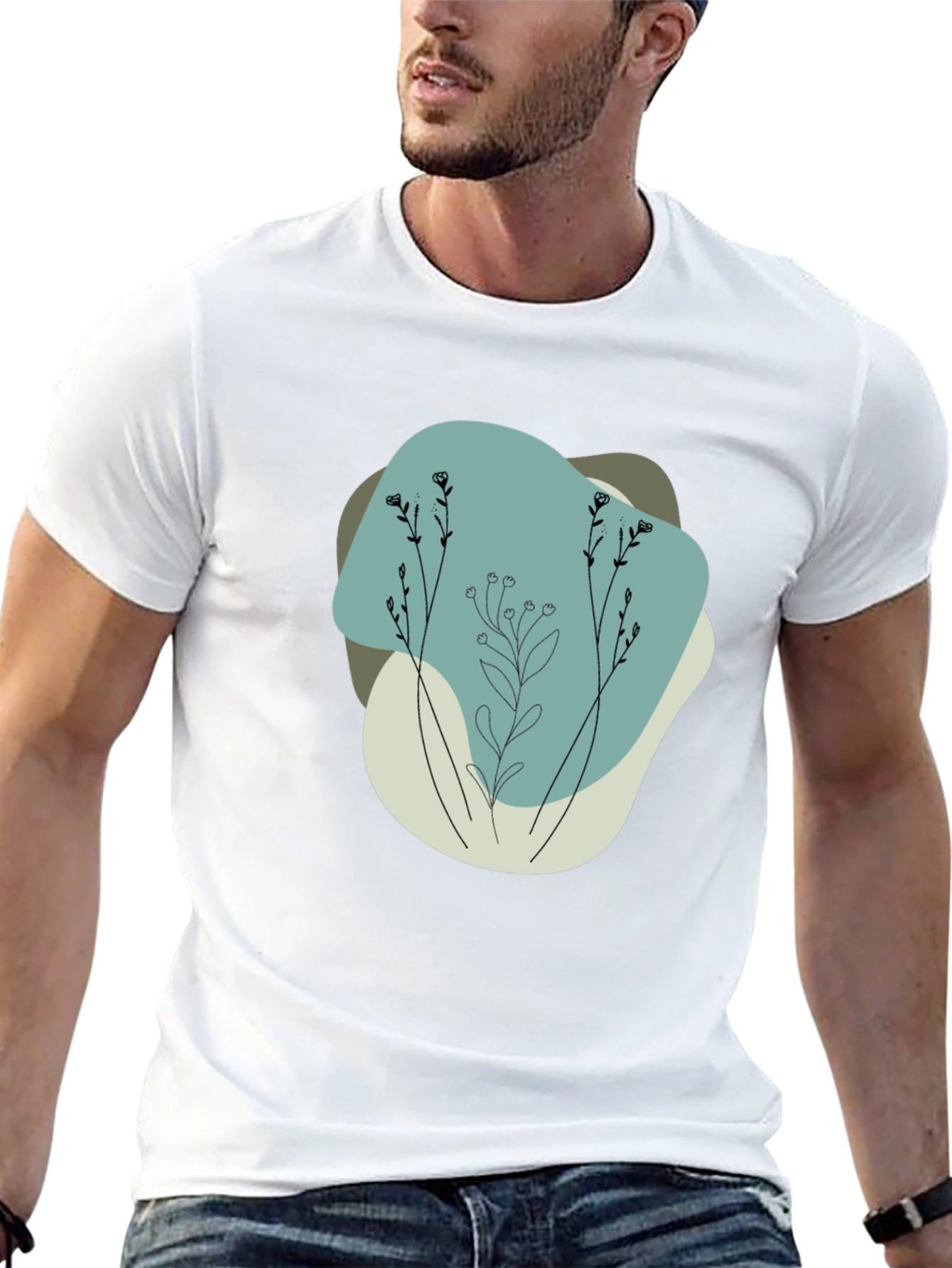 Minimalist Floral Graphic Black Tee