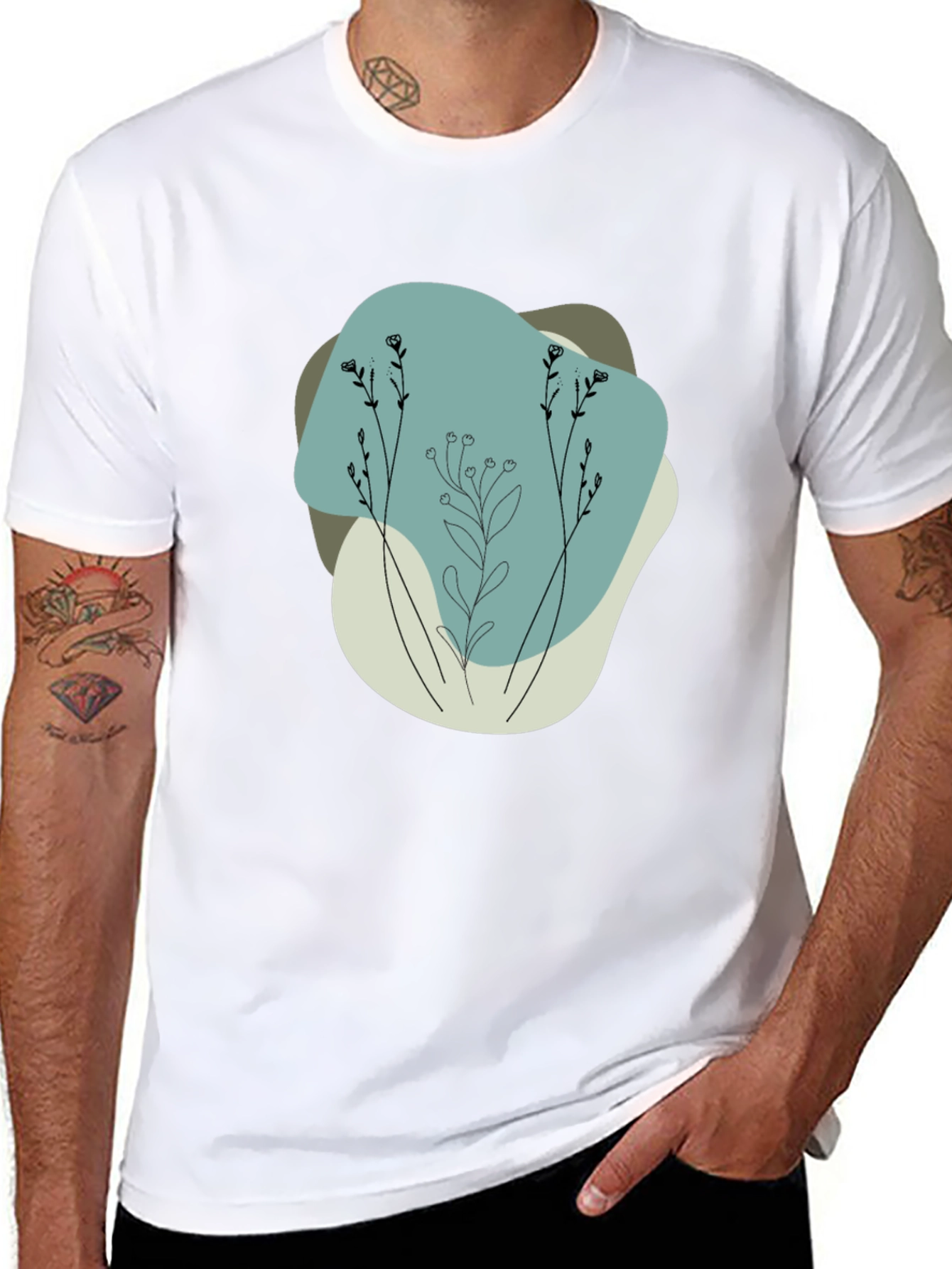 Minimalist Floral Graphic Black Tee