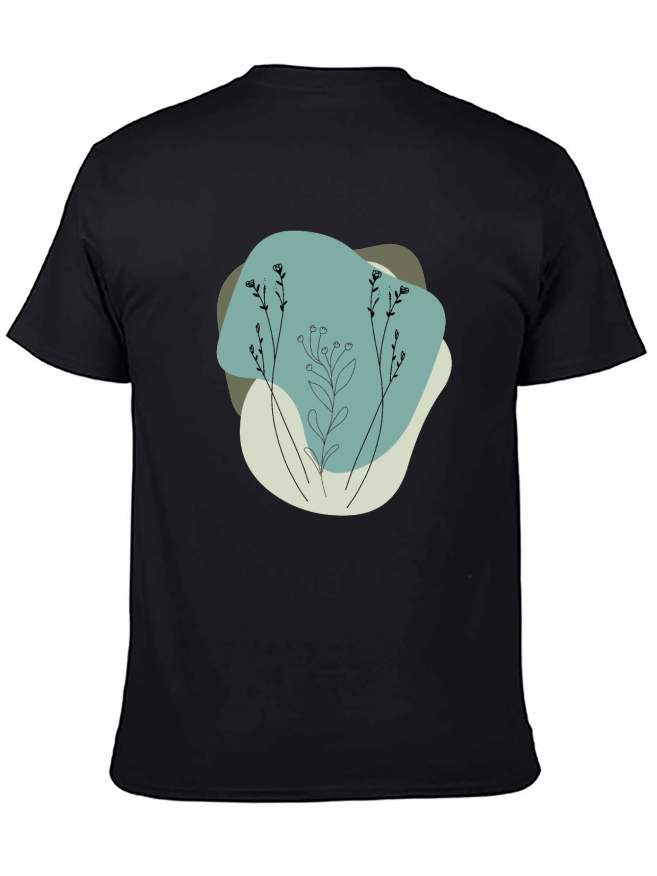 Minimalist Floral Graphic Black Tee