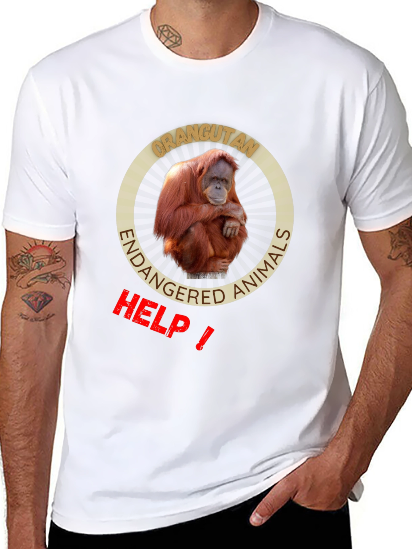 Orangutan Endangered Animals Black T-Shirt