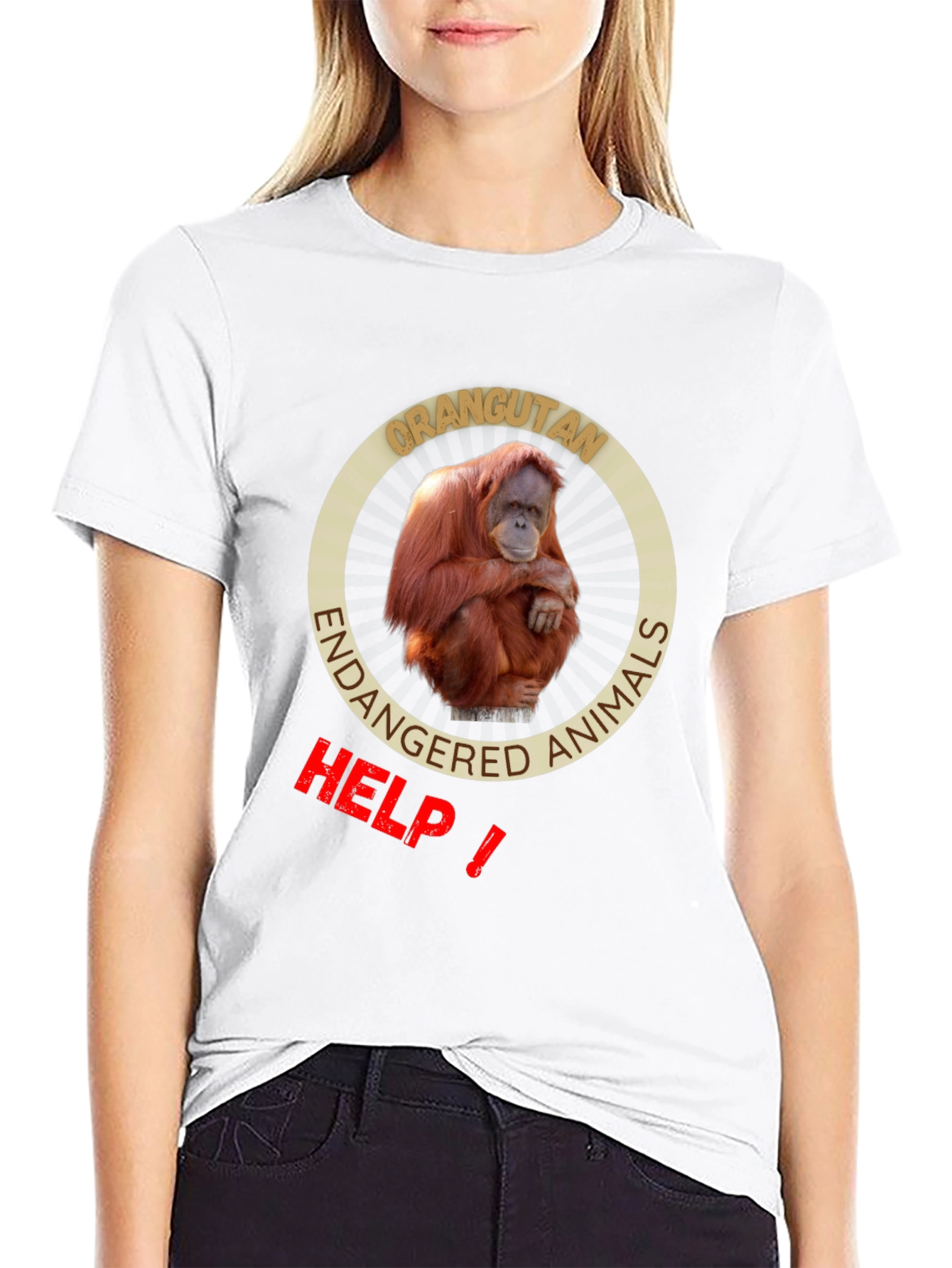 Orangutan Endangered Animals Black T-Shirt