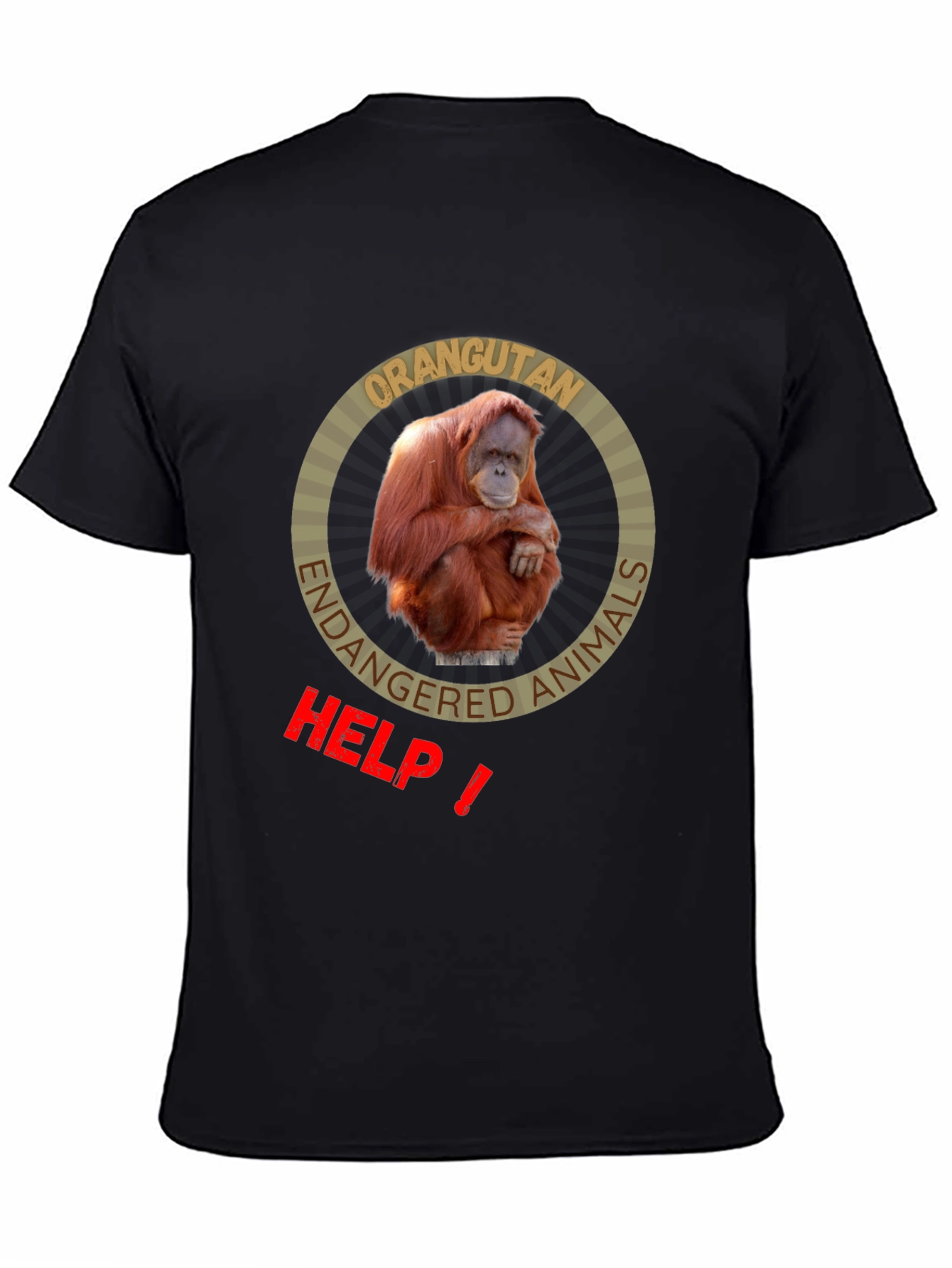 Orangutan Endangered Animals Black T-Shirt
