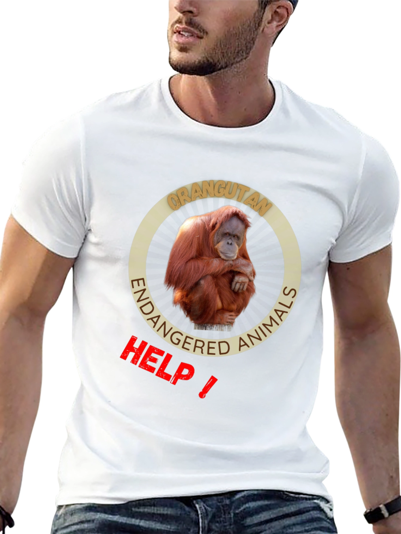 Orangutan Endangered Animals Black T-Shirt