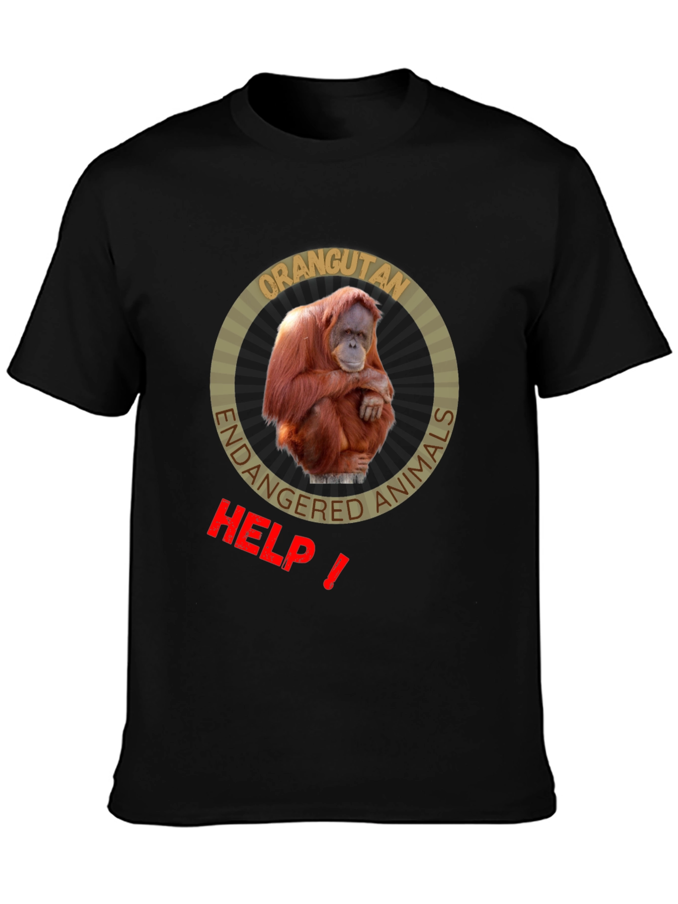 Orangutan Endangered Animals Black T-Shirt
