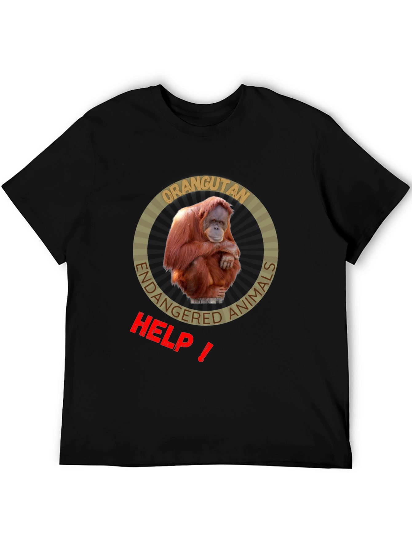 Orangutan Endangered Animals Black T-Shirt