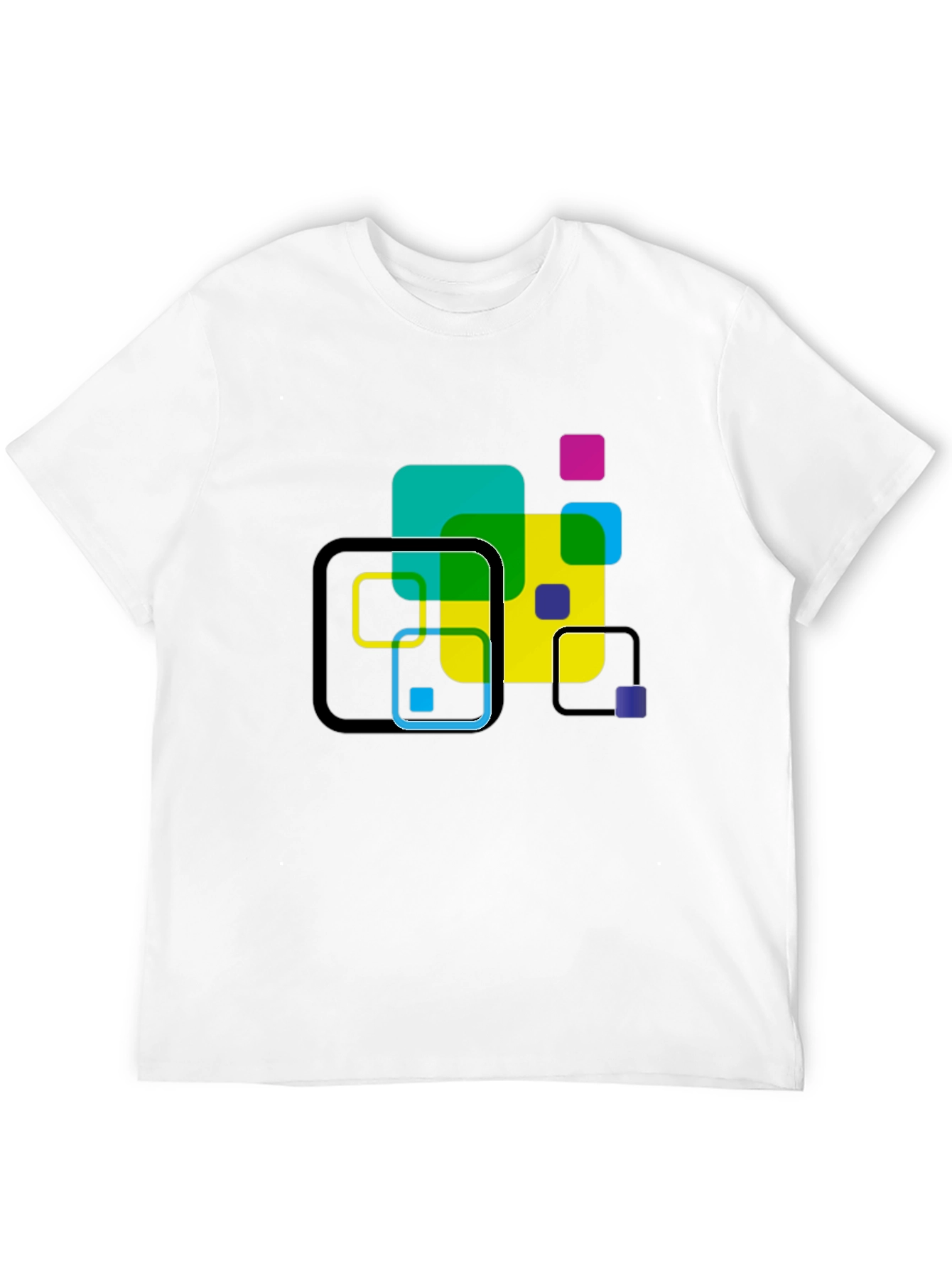 Geometric Squares Graphic T-Shirt - Black