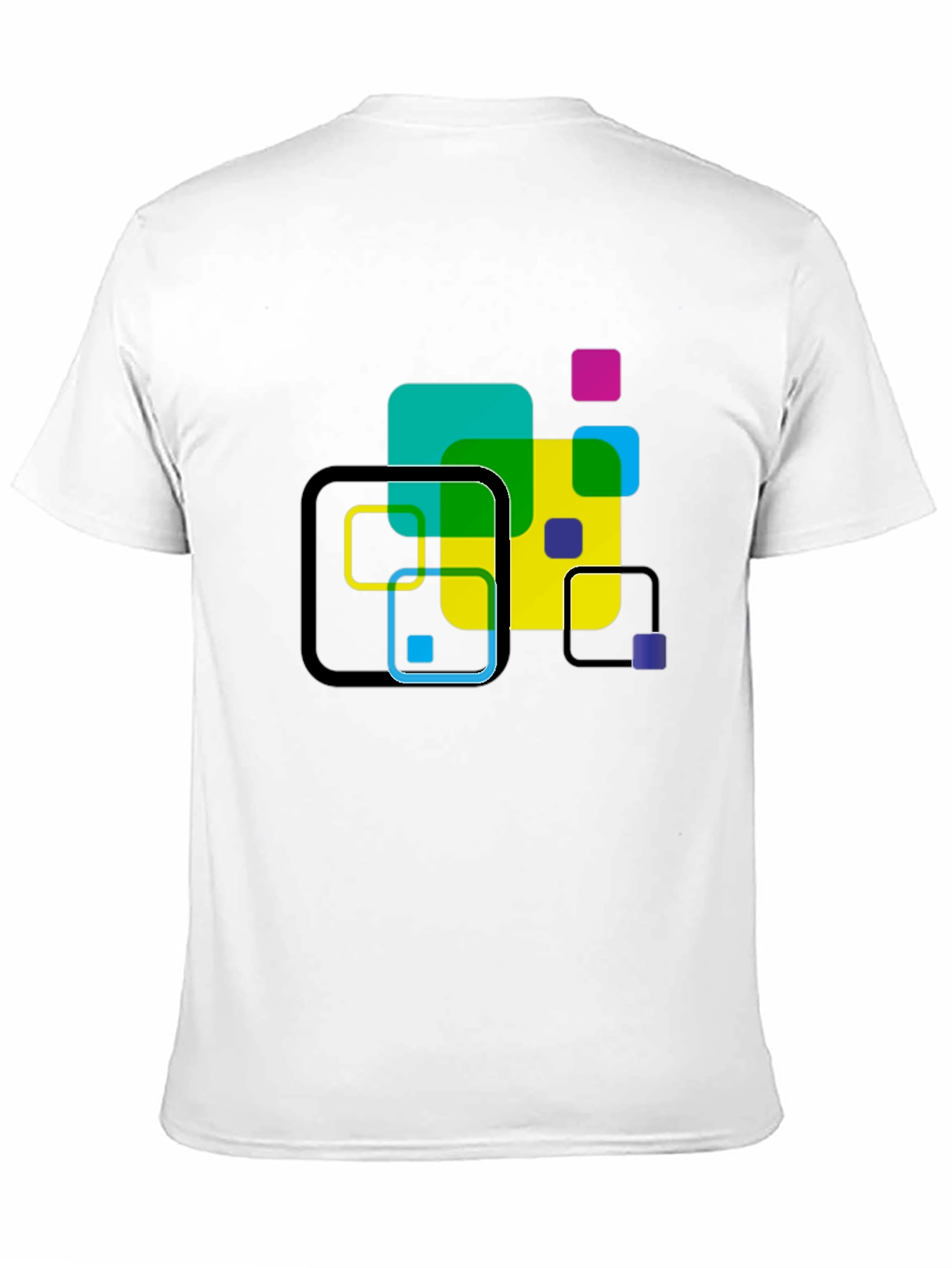 Geometric Squares Graphic T-Shirt - Black