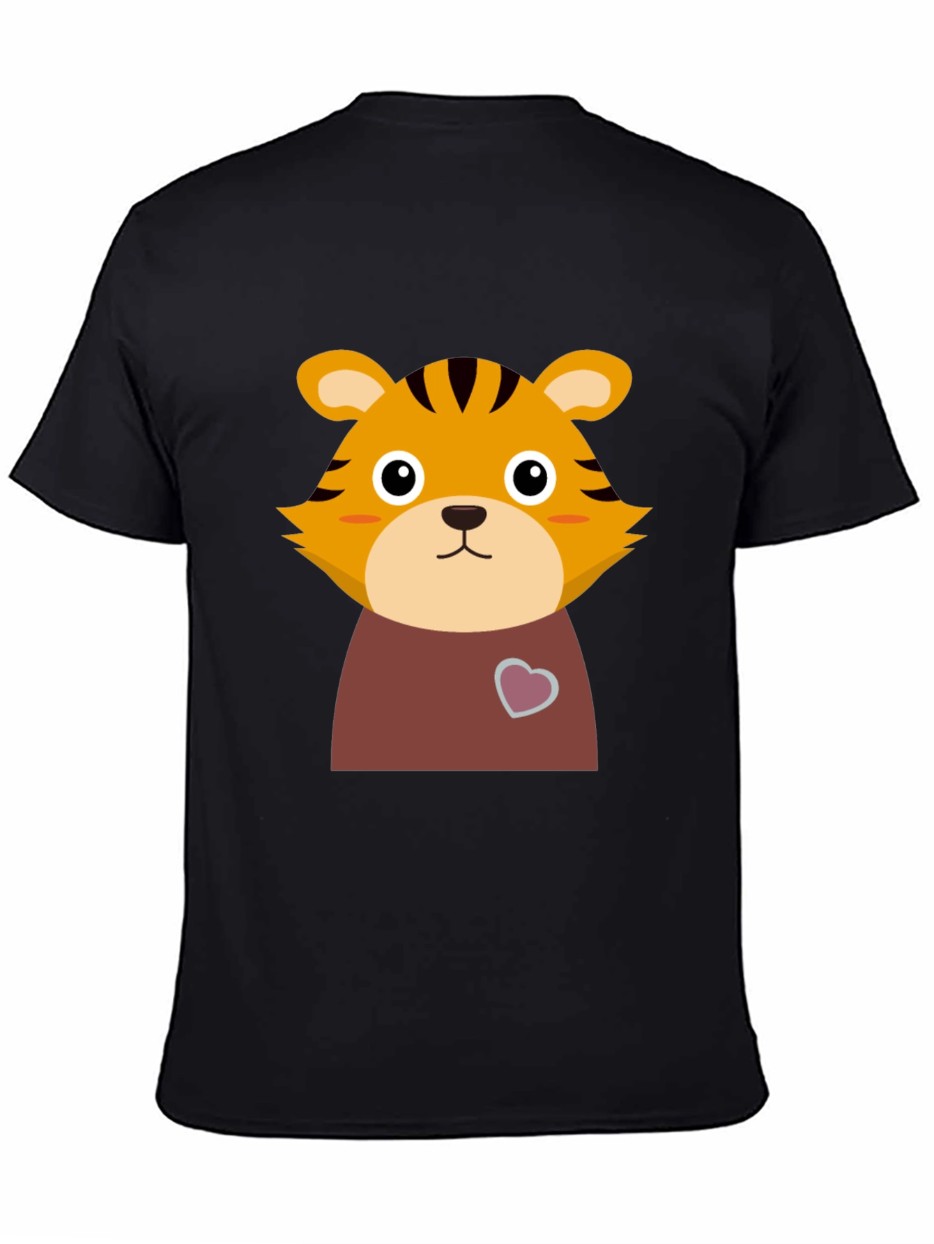 Cute Tiger Graphic Tee - Black Cotton T-Shirt