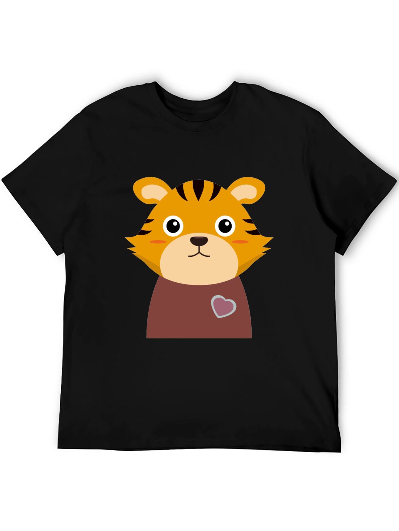Cute Tiger Graphic Tee - Black Cotton T-Shirt