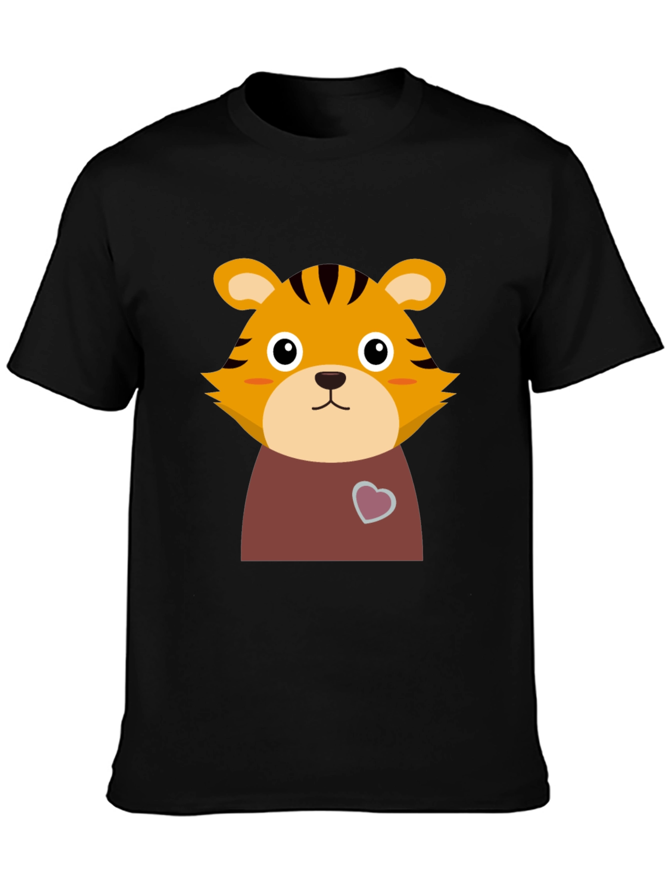 Cute Tiger Graphic Tee - Black Cotton T-Shirt