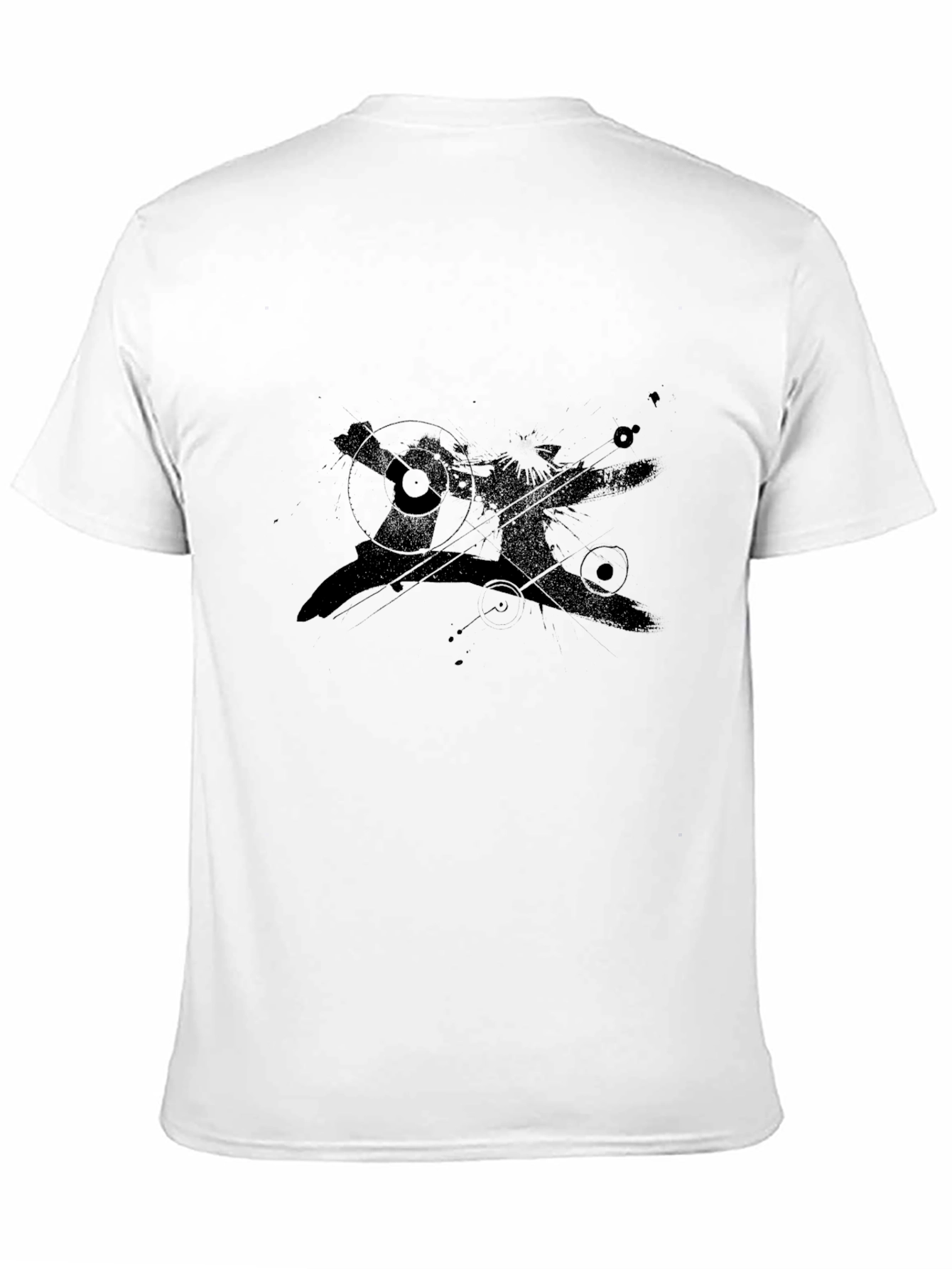 Mens Black Graphic Print Crew Neck Tee