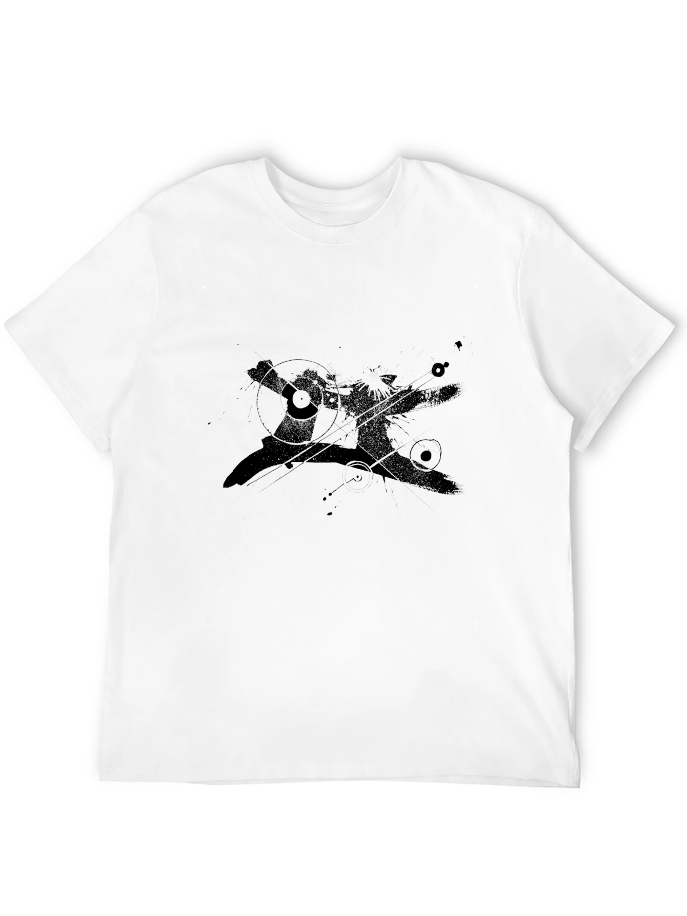 Mens Black Graphic Print Crew Neck Tee
