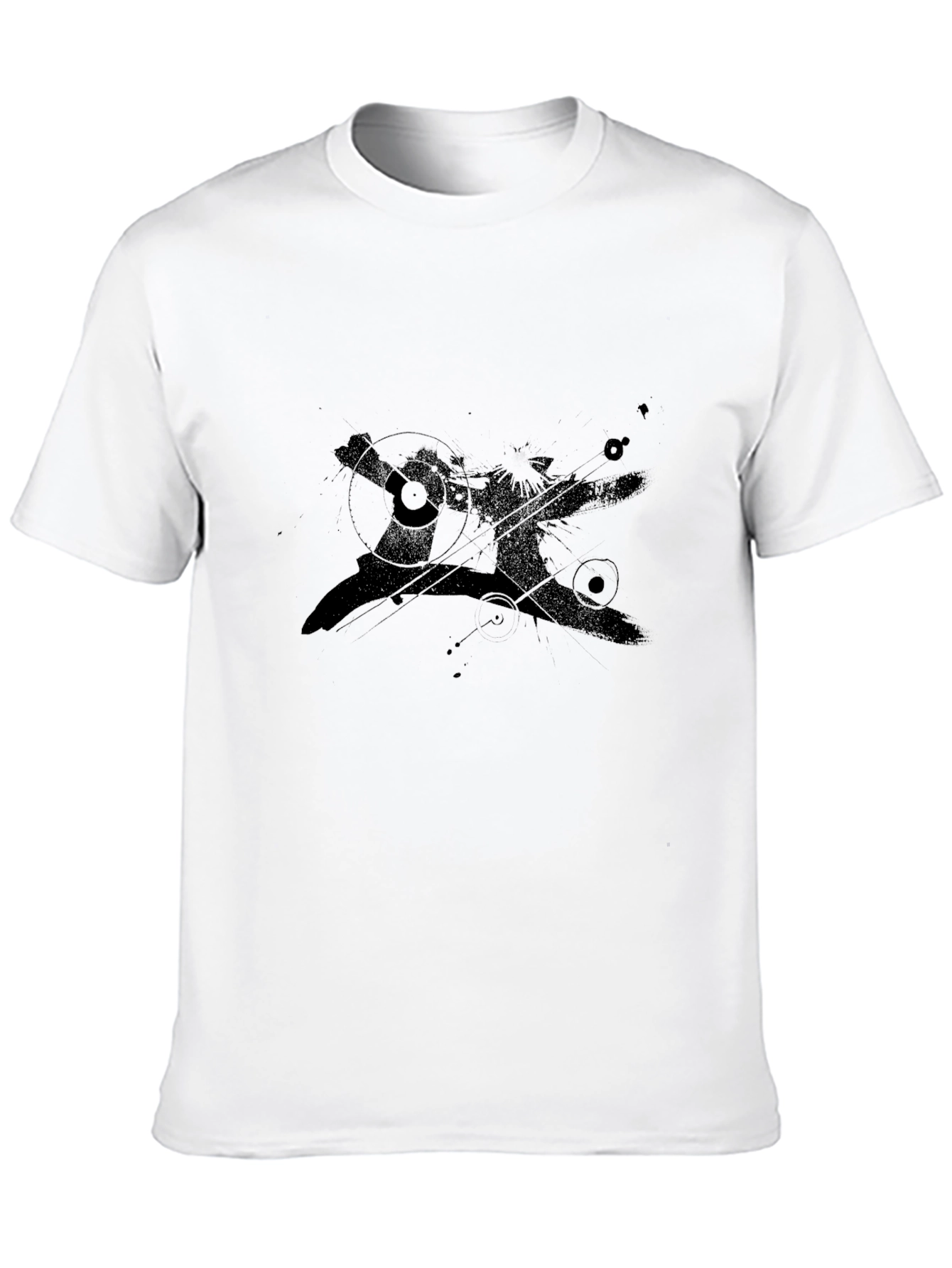 Mens Black Graphic Print Crew Neck Tee