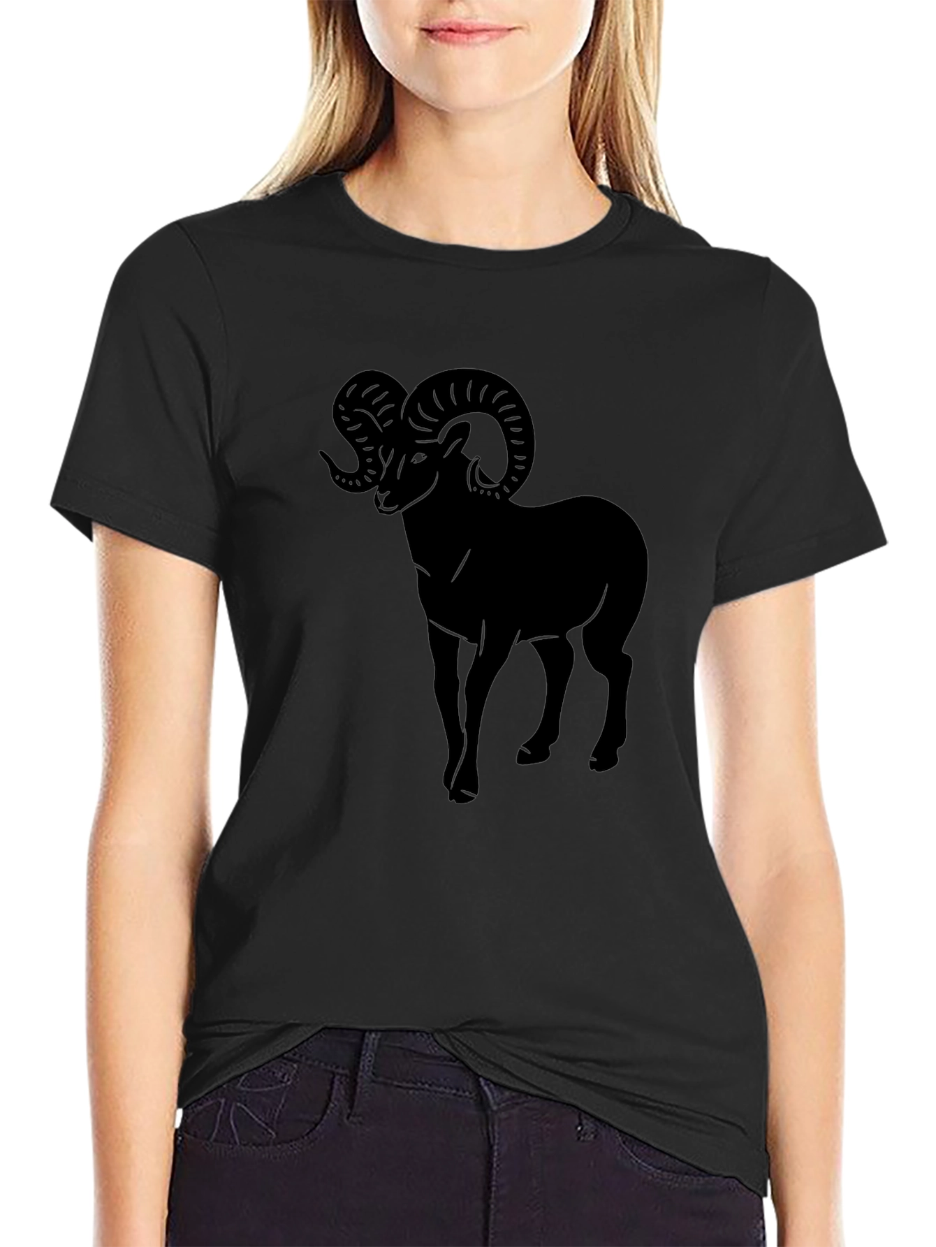 Mens Black T-Shirt with Ram Graphic